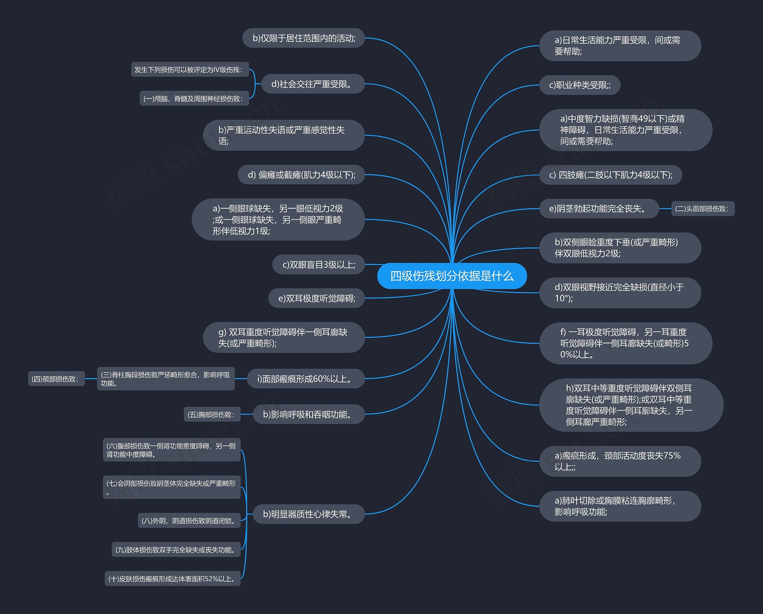 四级伤残划分依据是什么思维导图