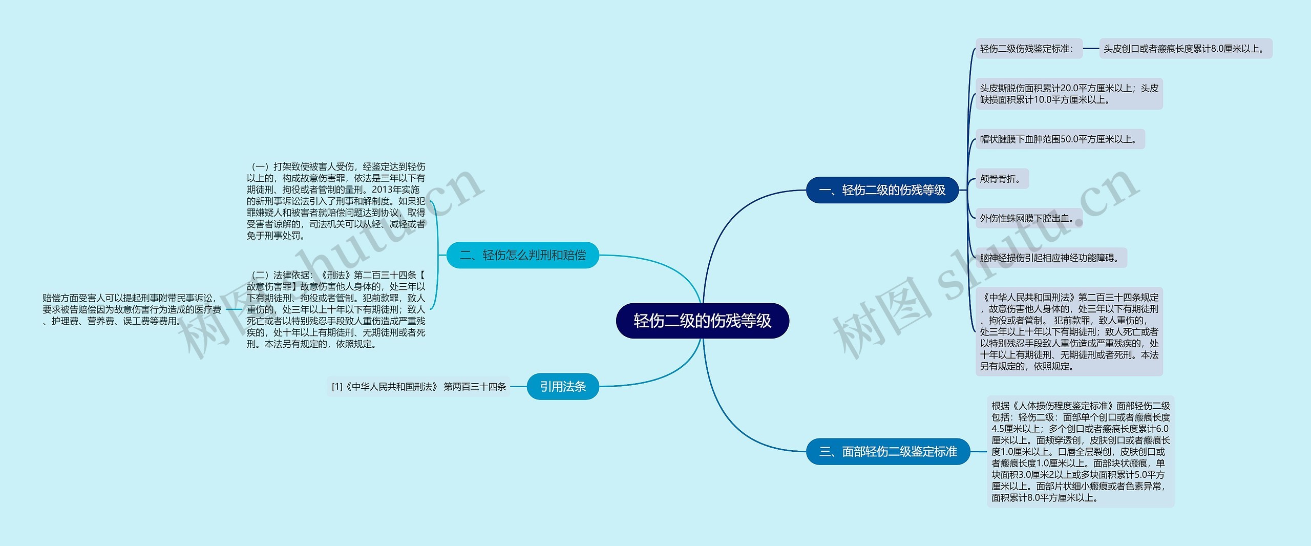 轻伤二级的伤残等级思维导图