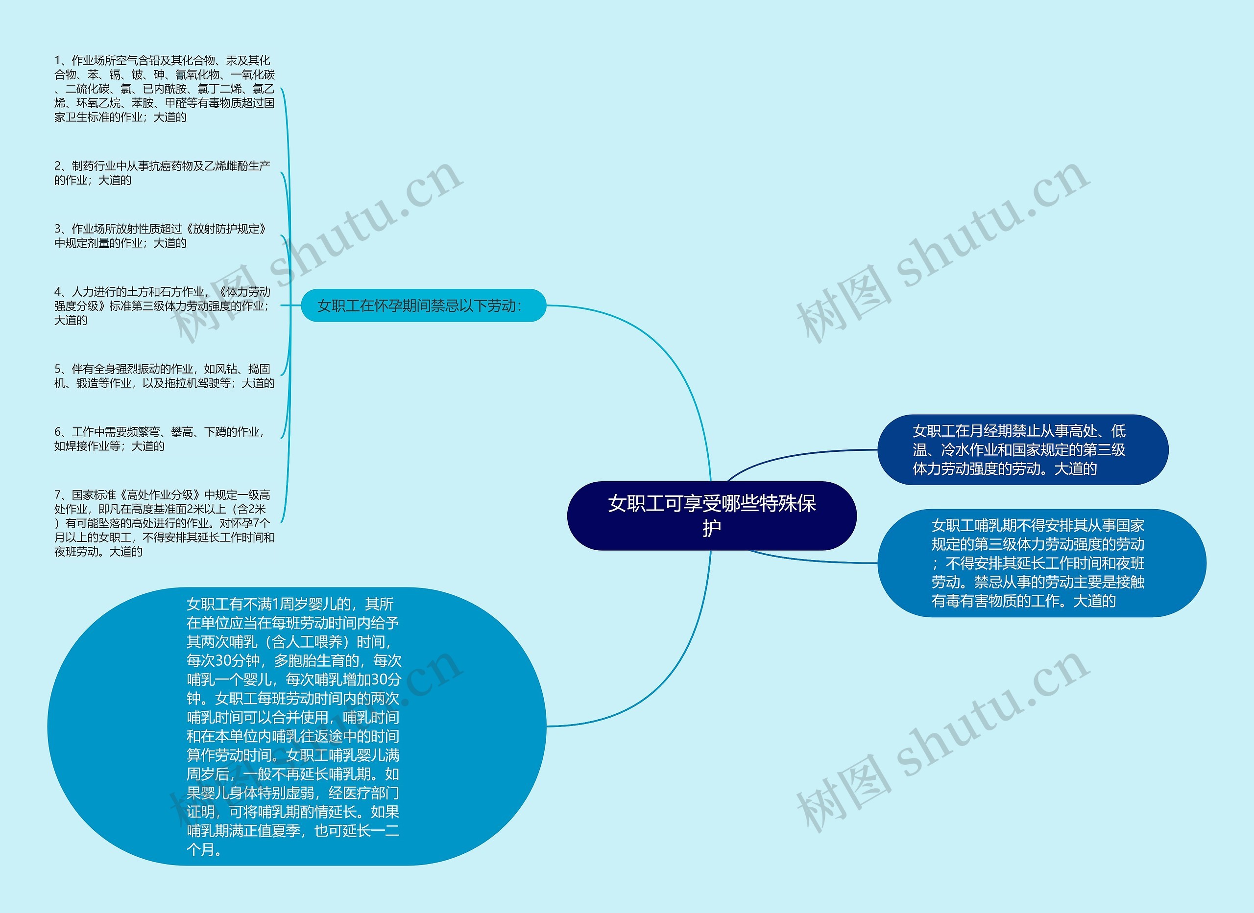 女职工可享受哪些特殊保护思维导图