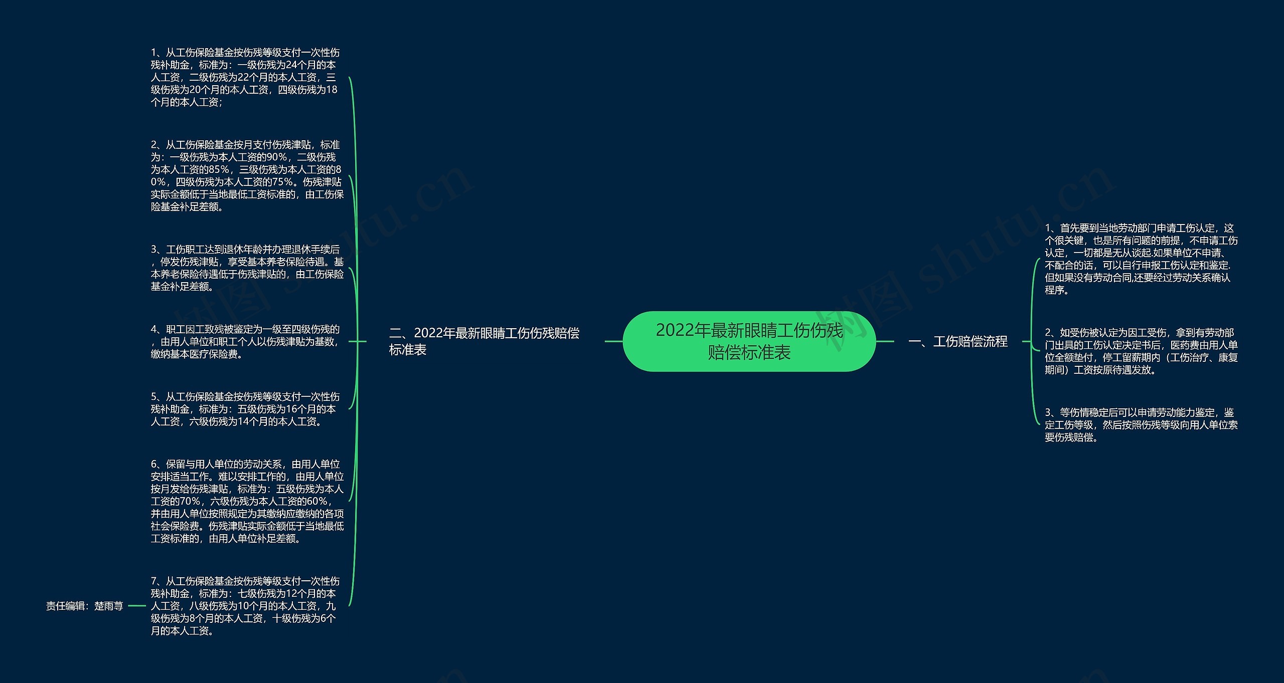 2022年最新眼睛工伤伤残赔偿标准表思维导图