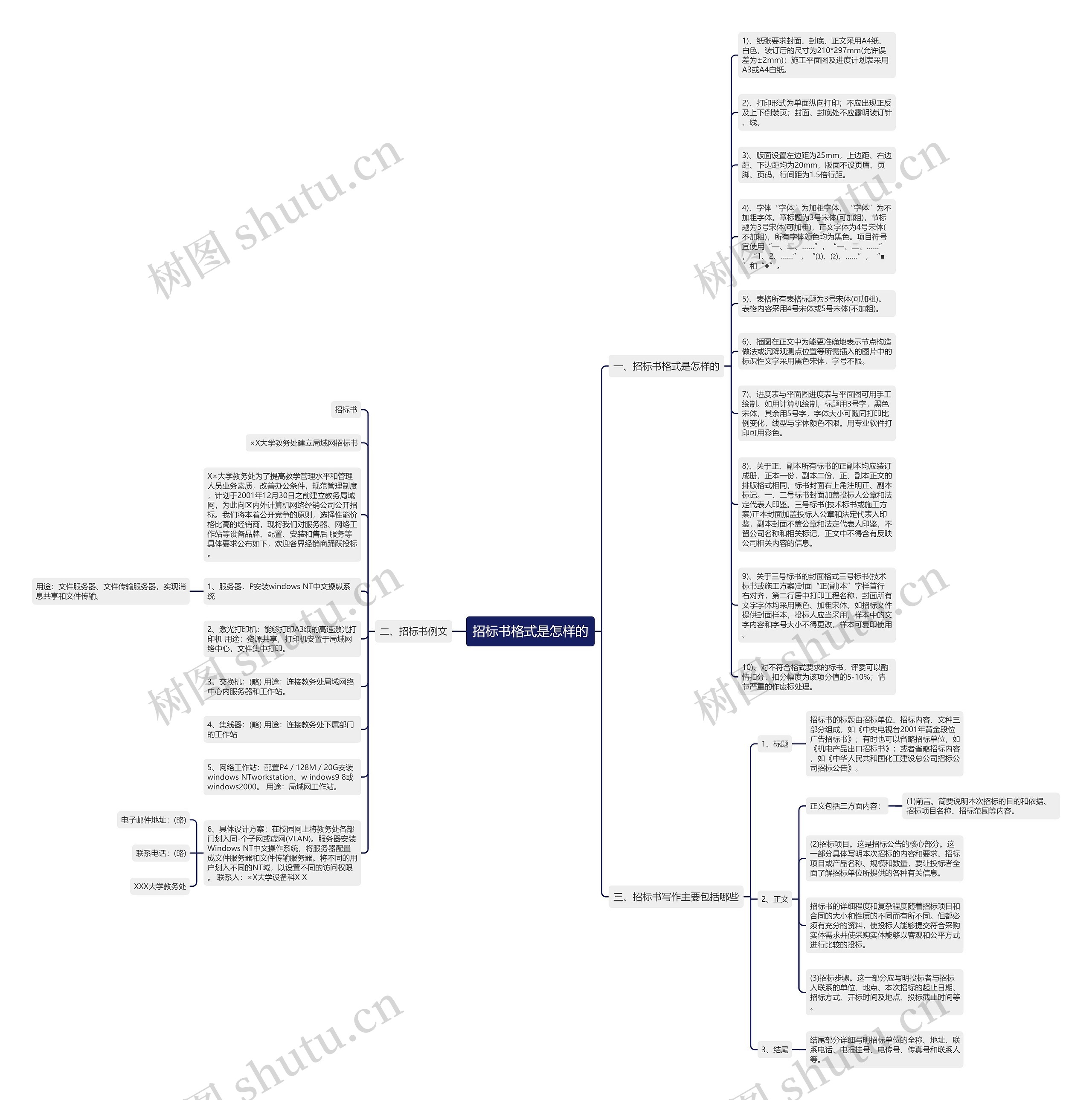 招标书格式是怎样的思维导图