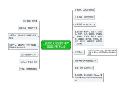 山西国电大同湖东发电厂项目招标预审公告