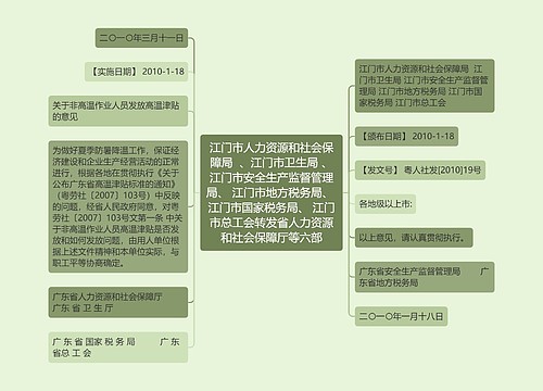 江门市人力资源和社会保障局  、江门市卫生局 、江门市安全生产监督管理局、 江门市地方税务局、 江门市国家税务局、 江门市总工会转发省人力资源和社会保障厅等六部