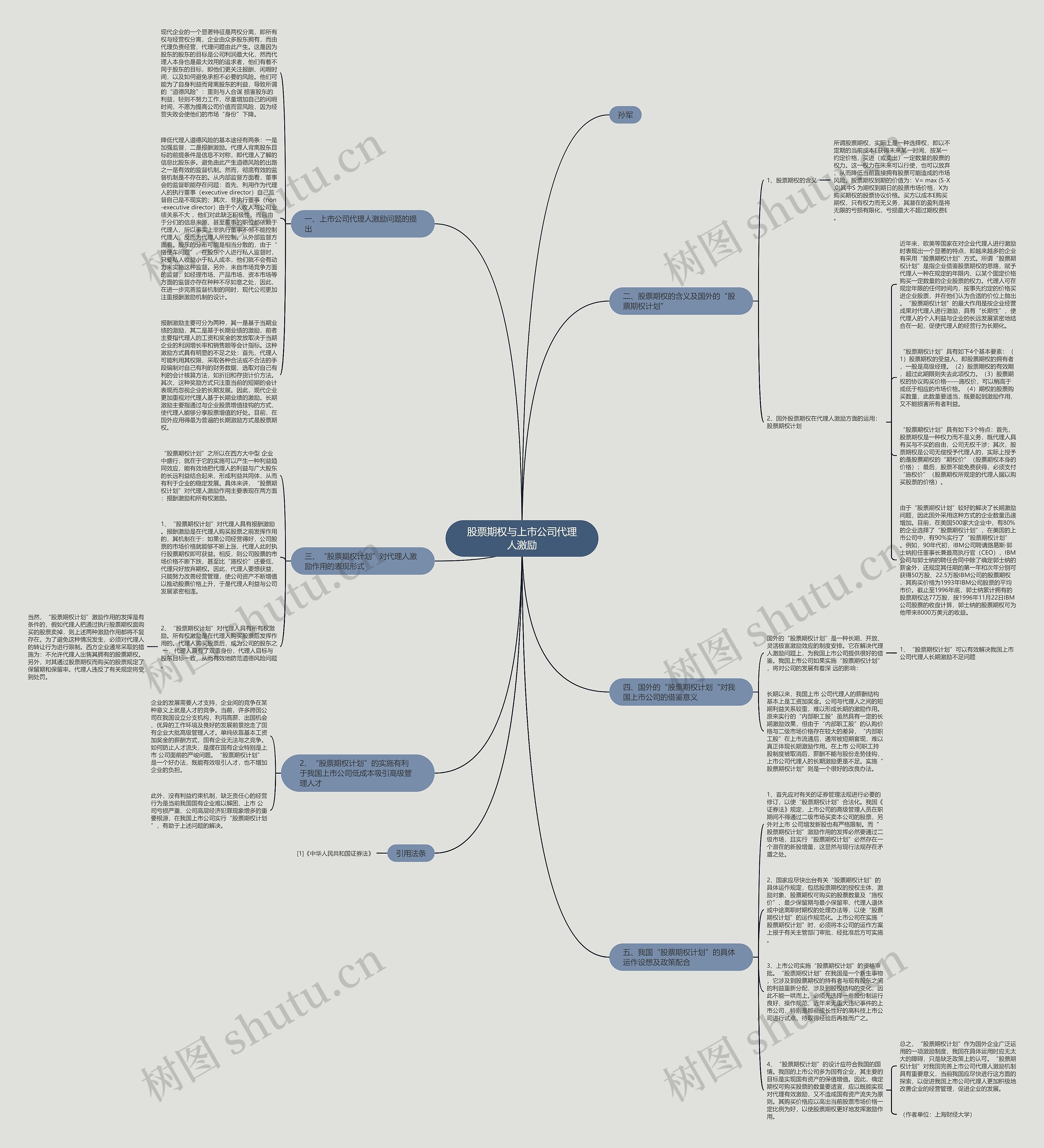 股票期权与上市公司代理人激励思维导图
