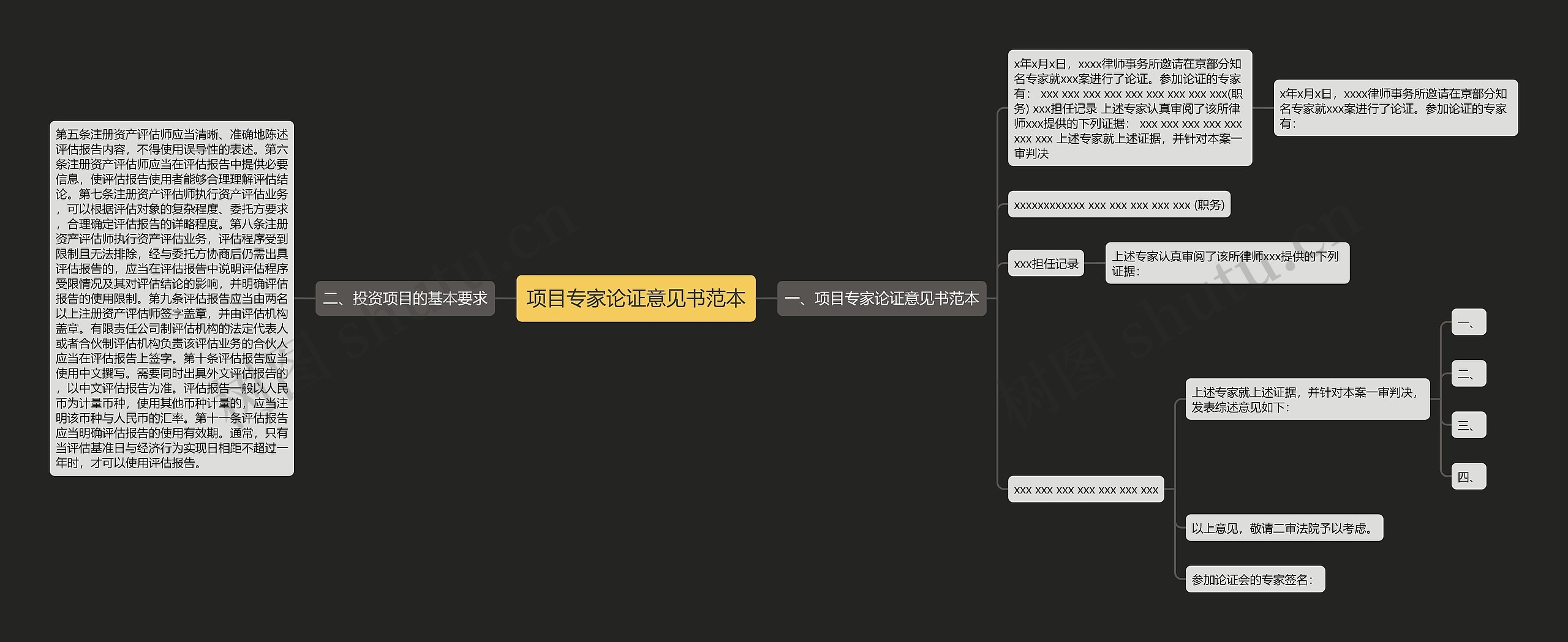 项目专家论证意见书范本思维导图