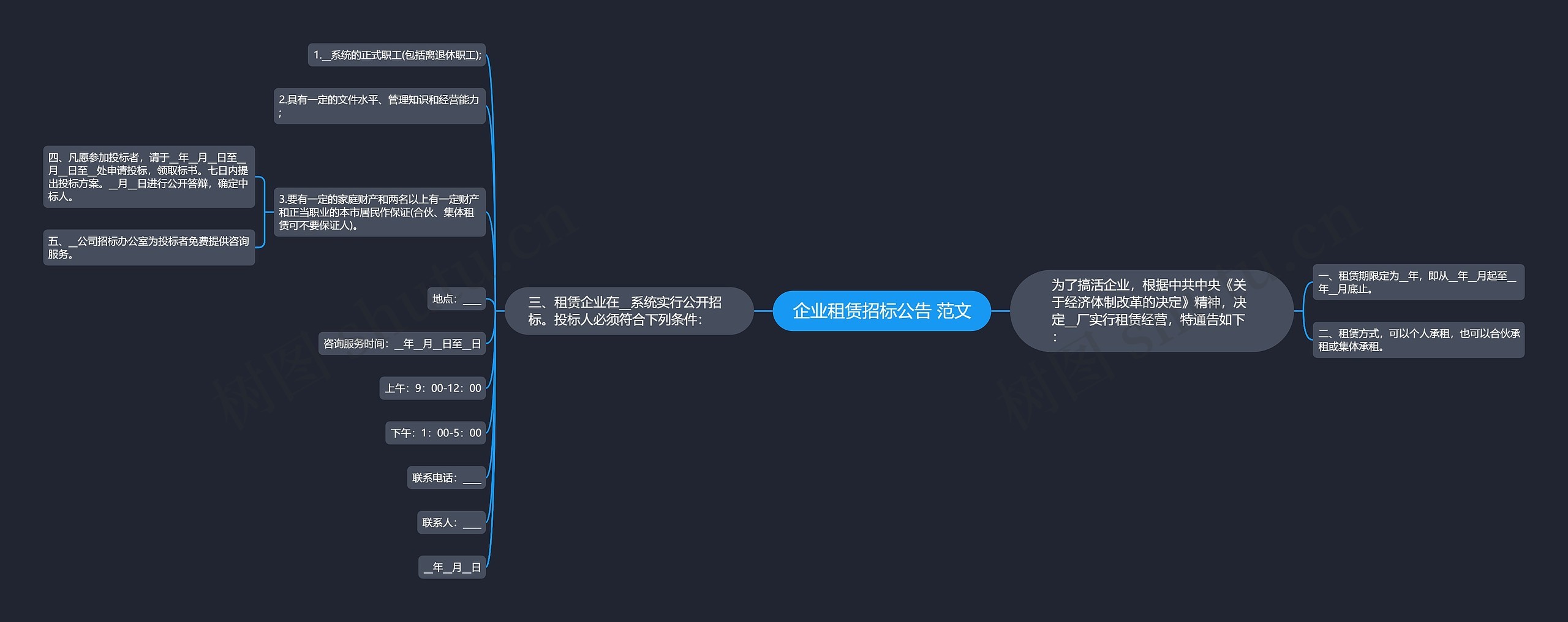 企业租赁招标公告 范文思维导图