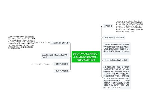 天长市2009年度种粮大户小型农田水利建设项目工程建设监理招标再