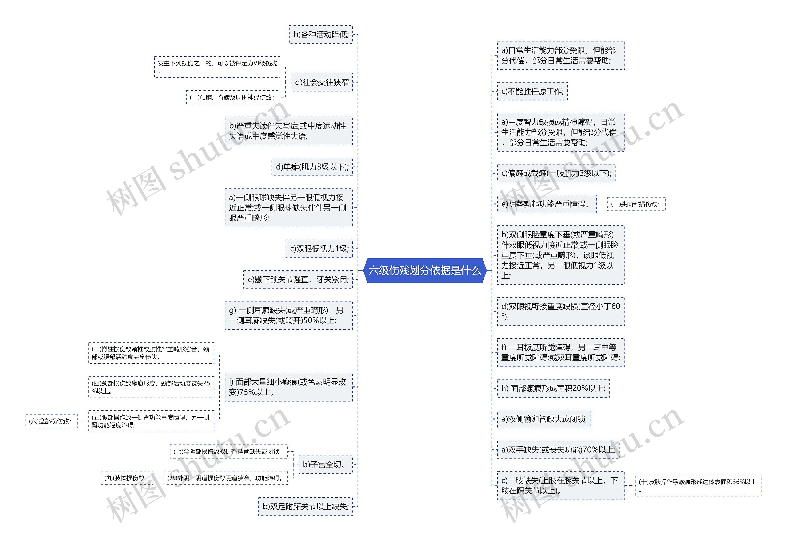 六级伤残划分依据是什么思维导图