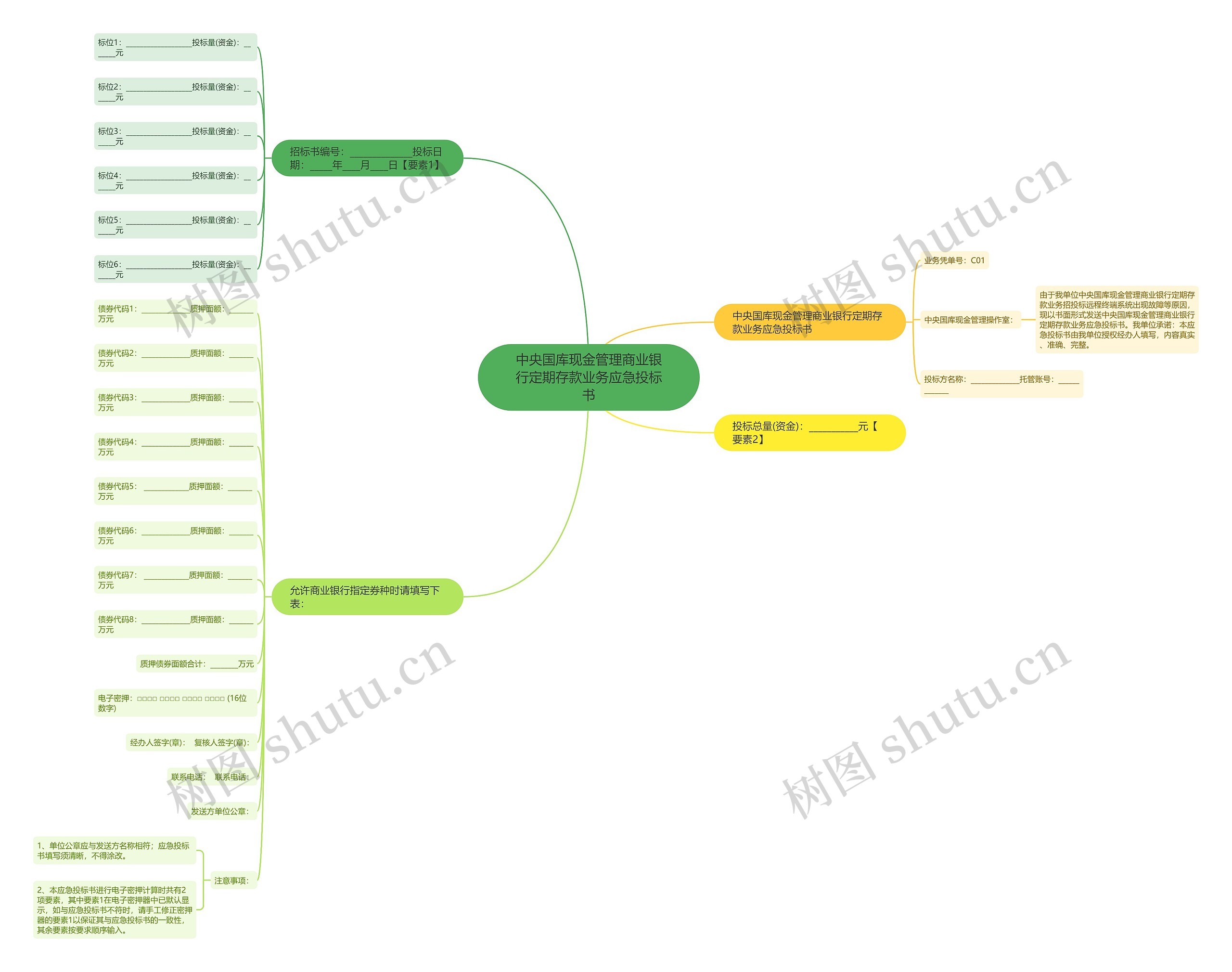 中央国库现金管理商业银行定期存款业务应急投标书思维导图