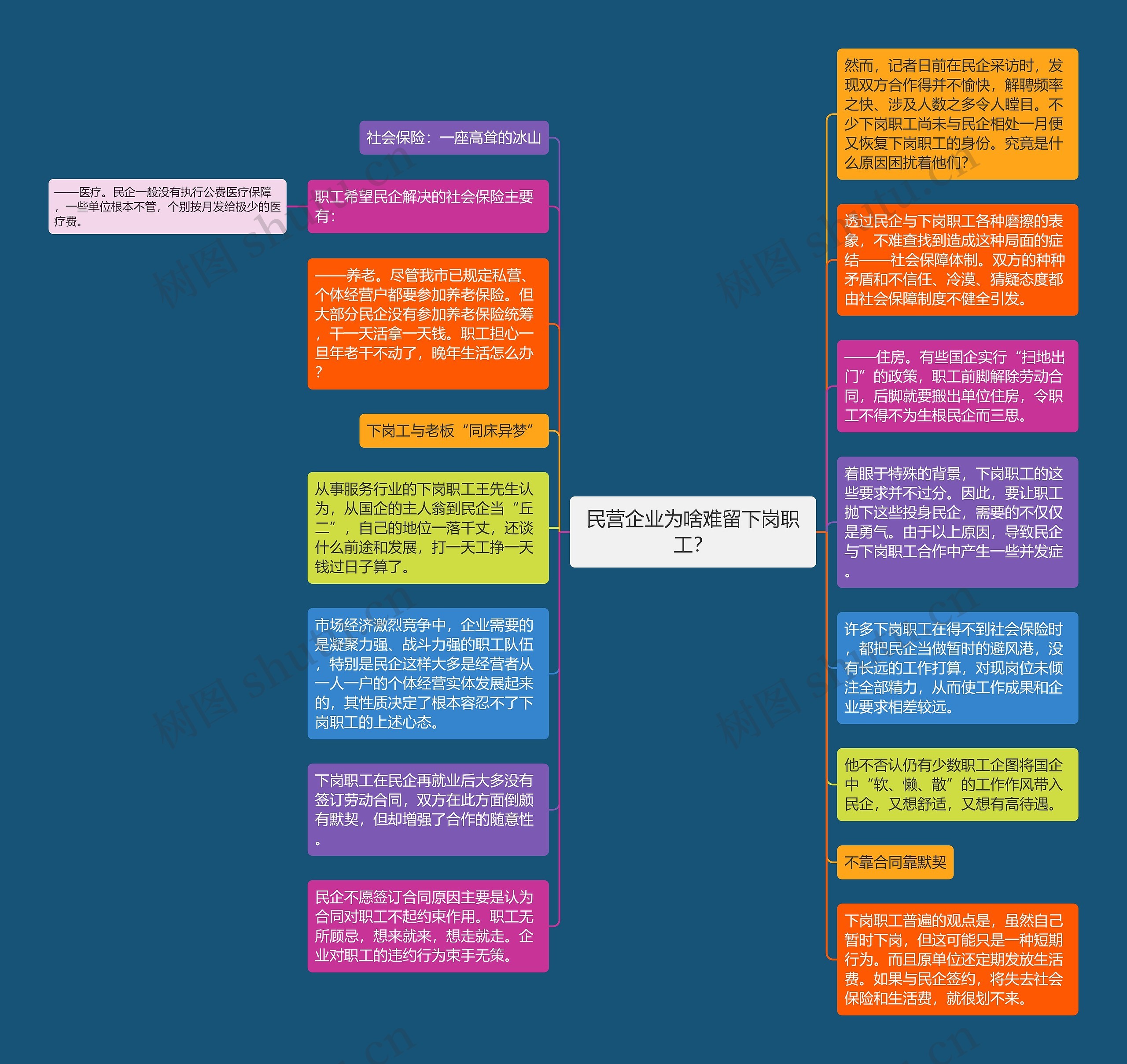 民营企业为啥难留下岗职工？思维导图