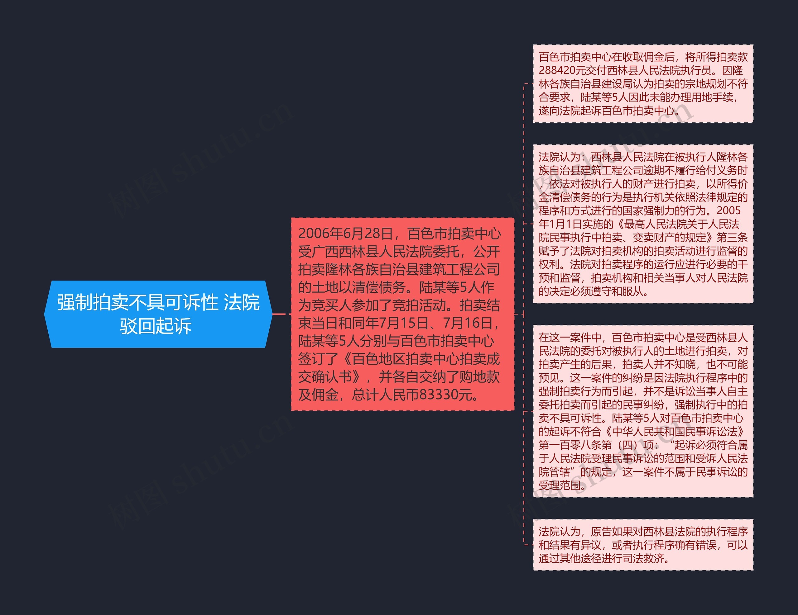 强制拍卖不具可诉性 法院驳回起诉 思维导图