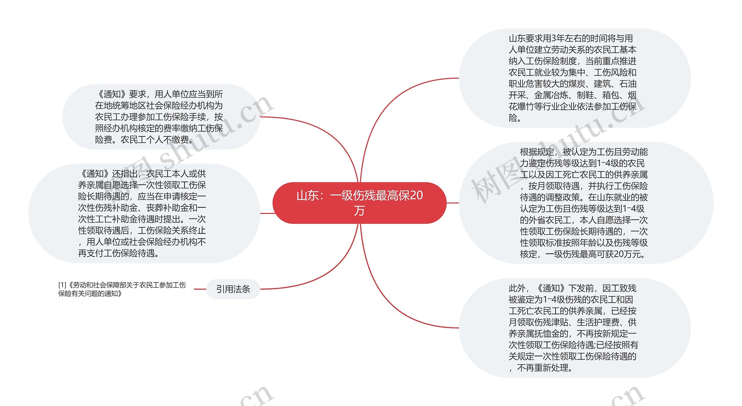 山东：一级伤残最高保20万思维导图