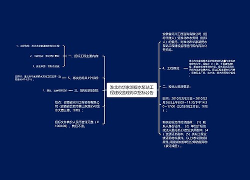 淮北市华家湖提水泵站工程建设监理再次招标公告