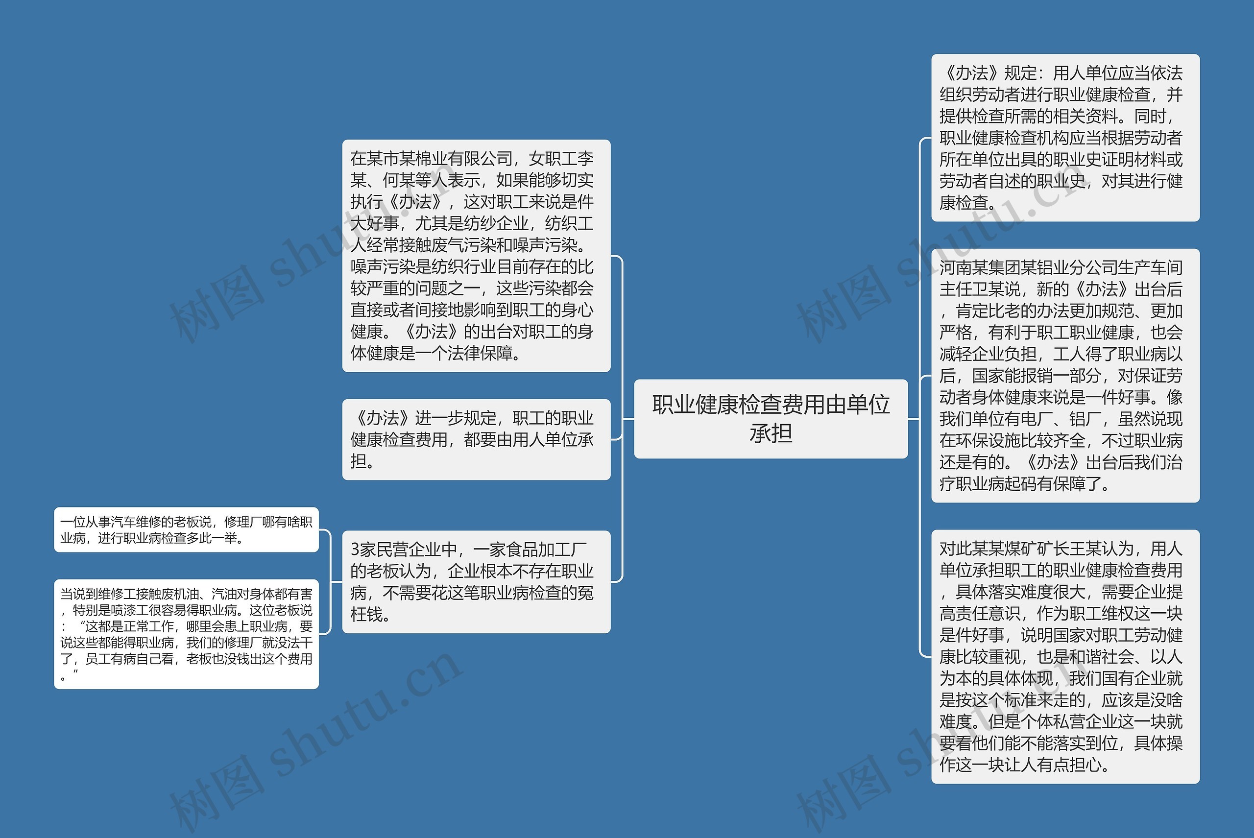 职业健康检查费用由单位承担思维导图