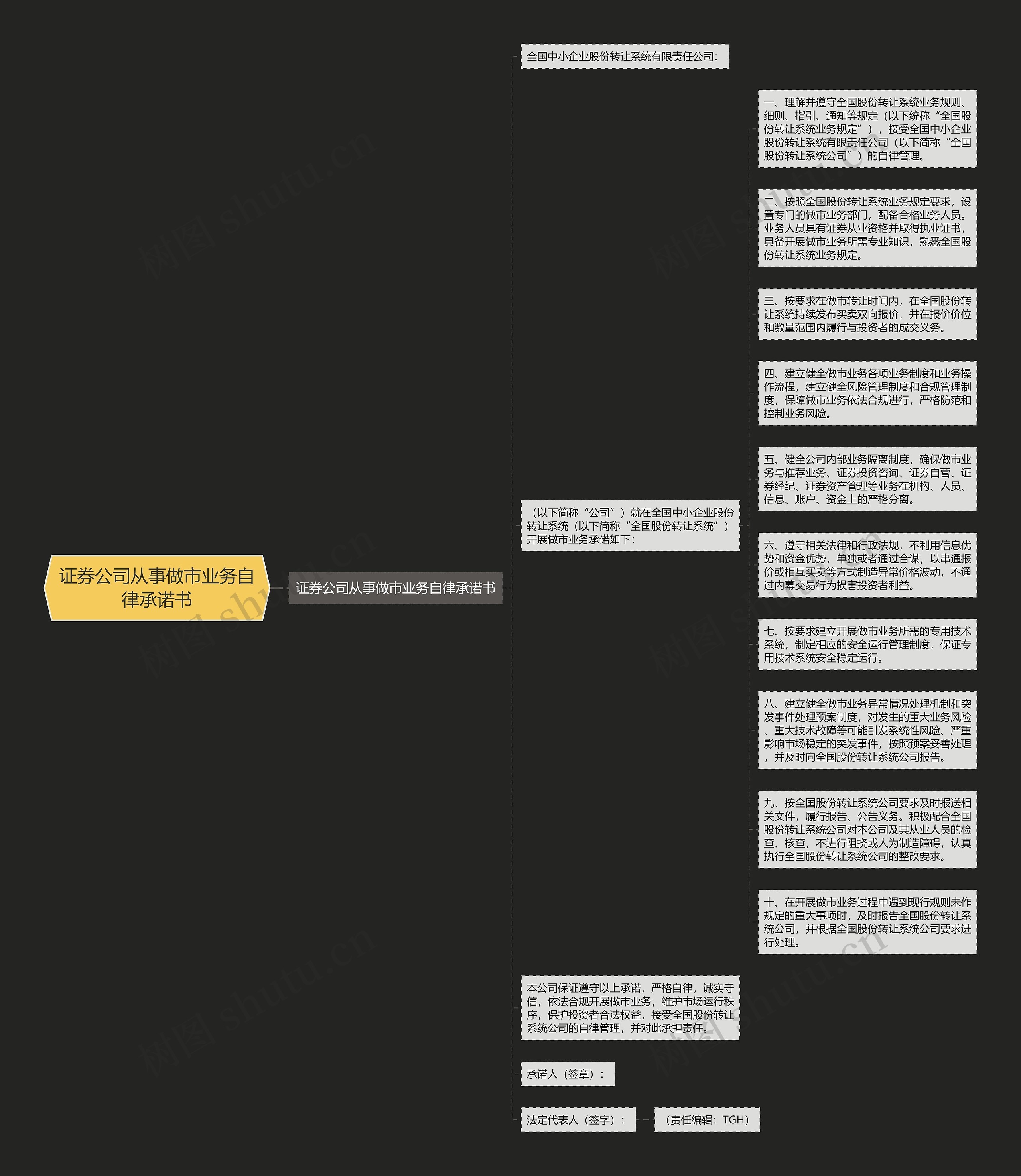 证券公司从事做市业务自律承诺书思维导图