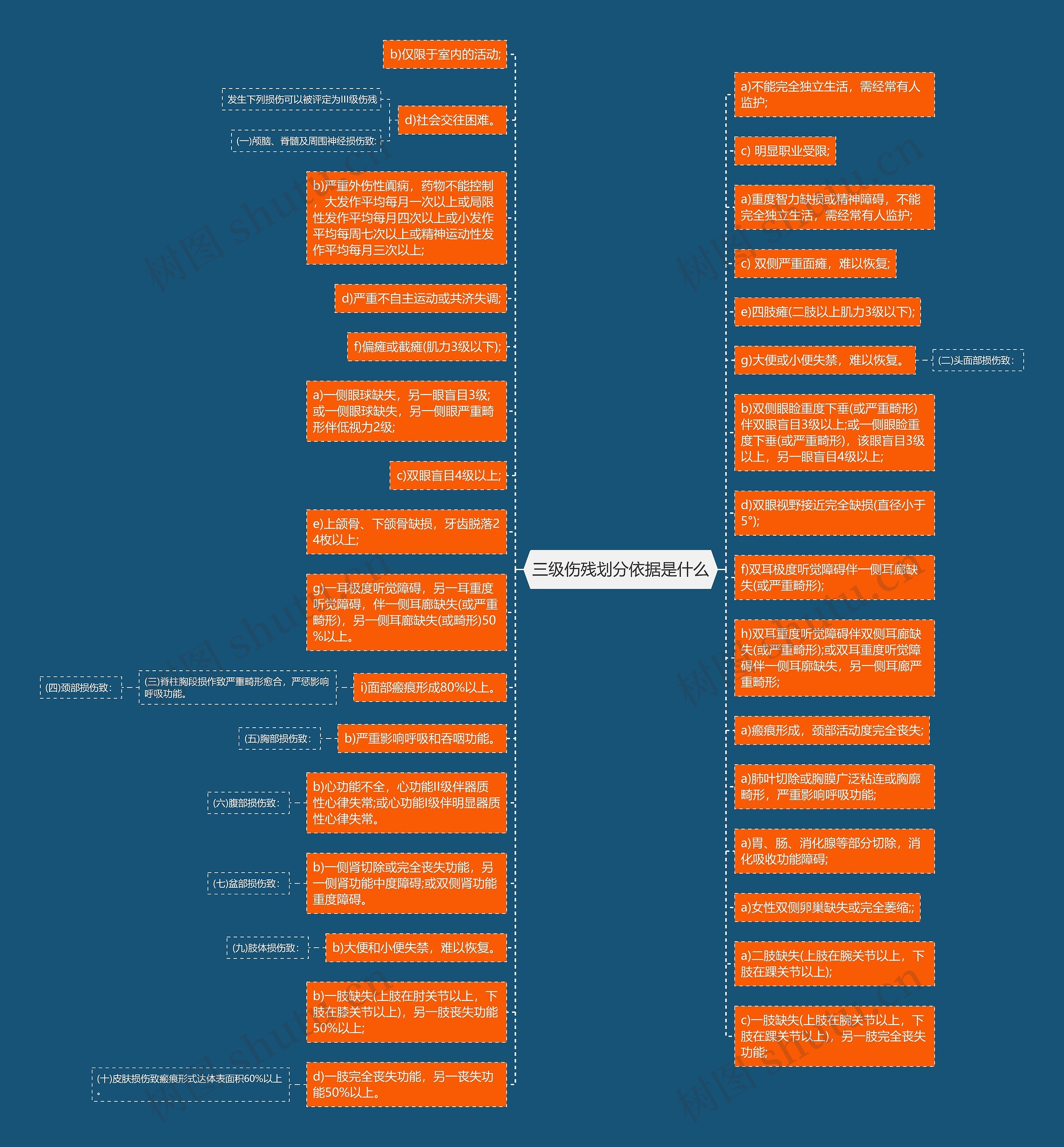 三级伤残划分依据是什么思维导图