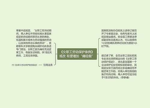 《女职工劳动保护条例》或改 有望增加“痛经假”