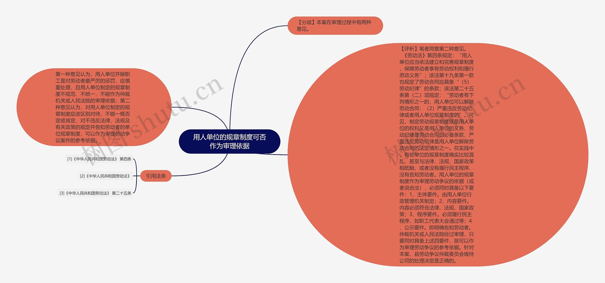 用人单位的规章制度可否作为审理依据思维导图