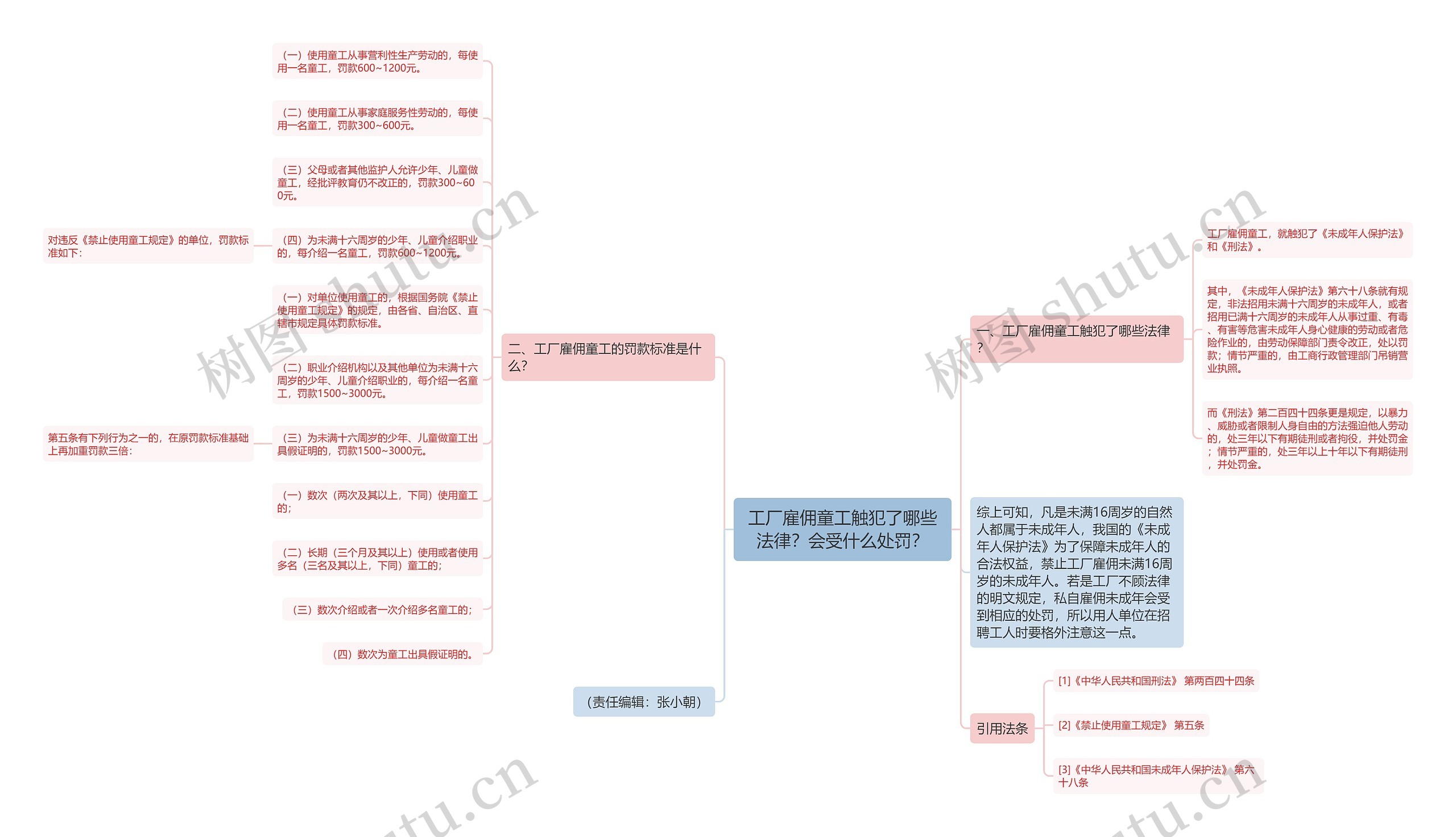 工厂雇佣童工触犯了哪些法律？会受什么处罚？思维导图