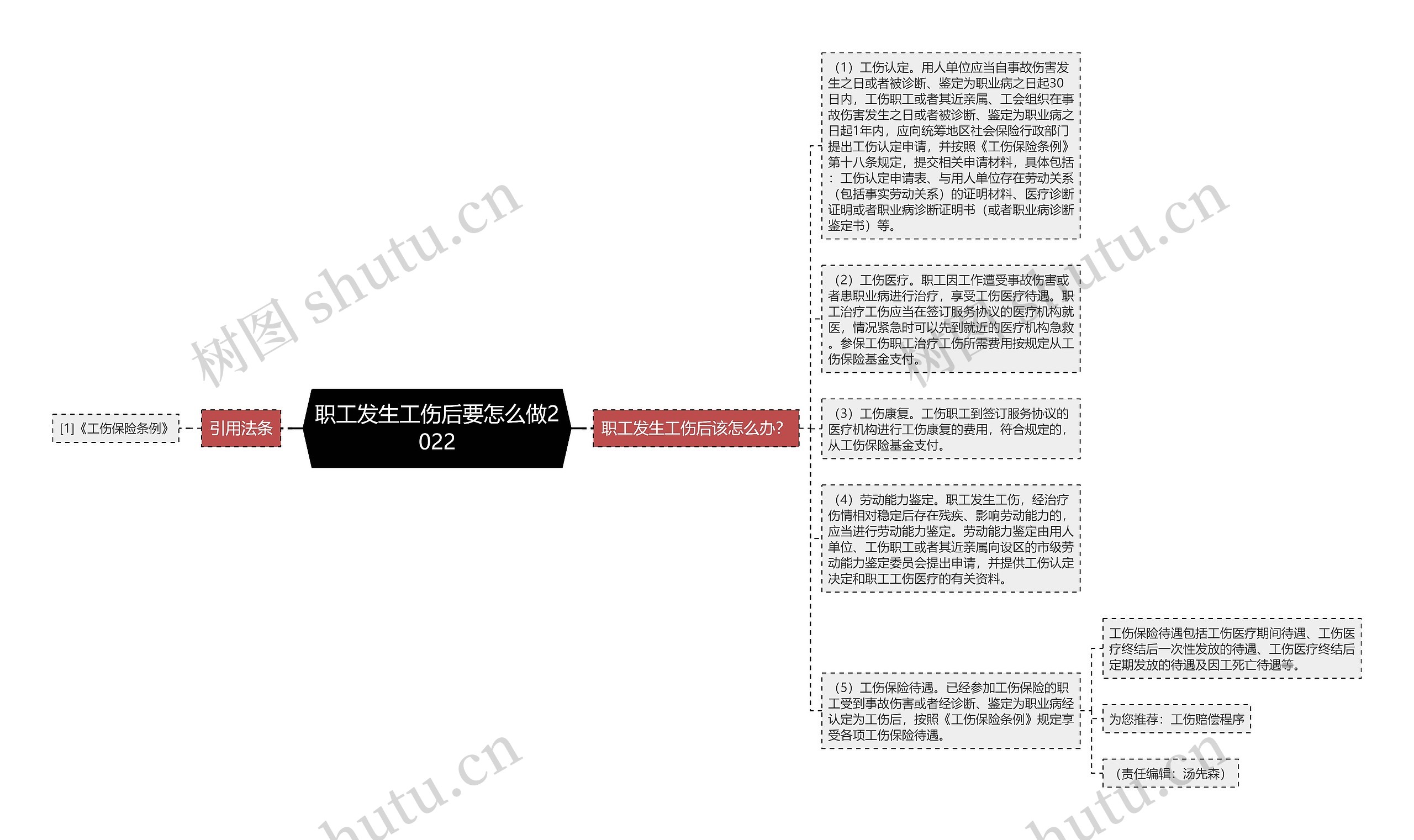 职工发生工伤后要怎么做2022思维导图