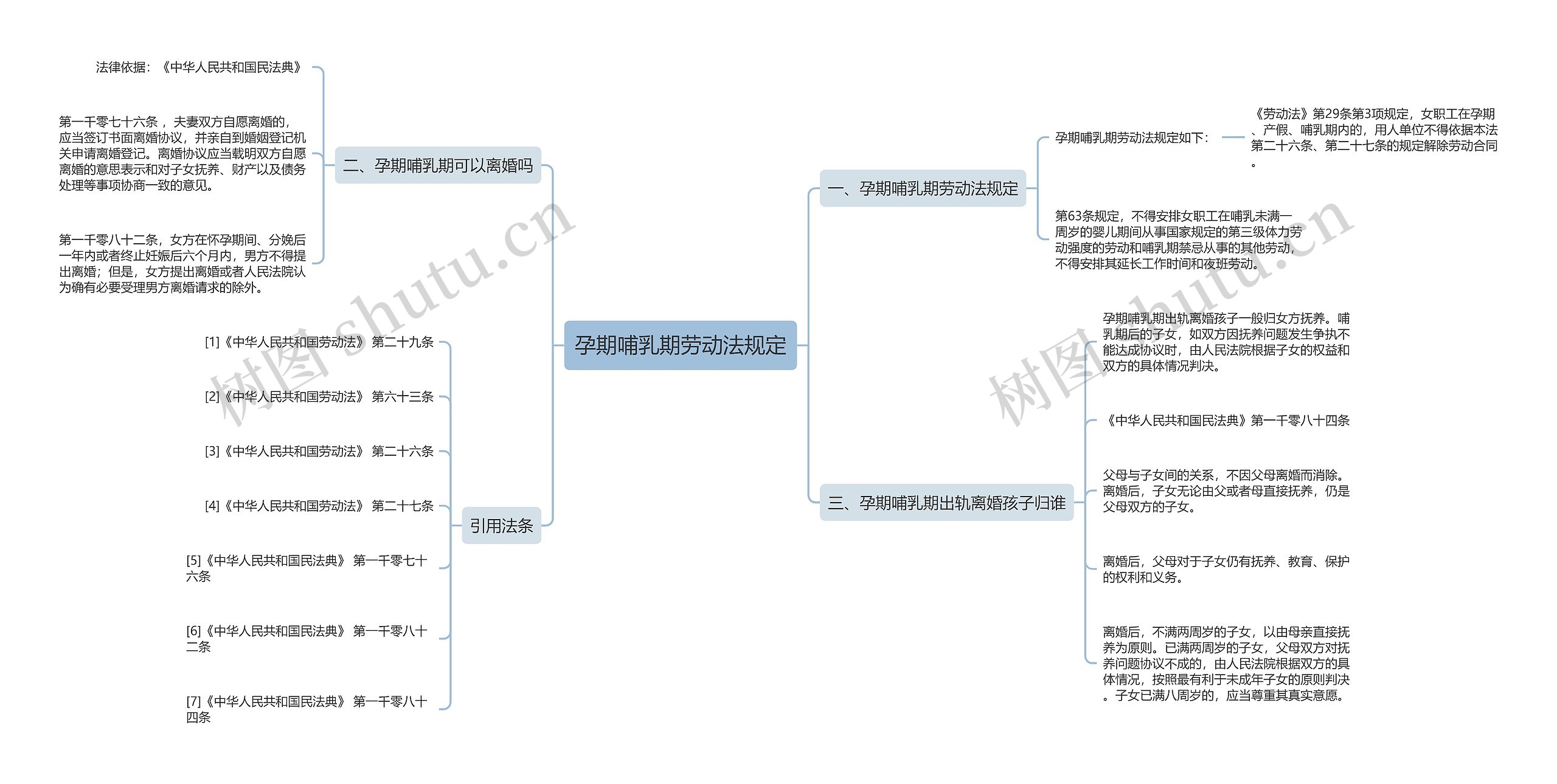 孕期哺乳期劳动法规定思维导图