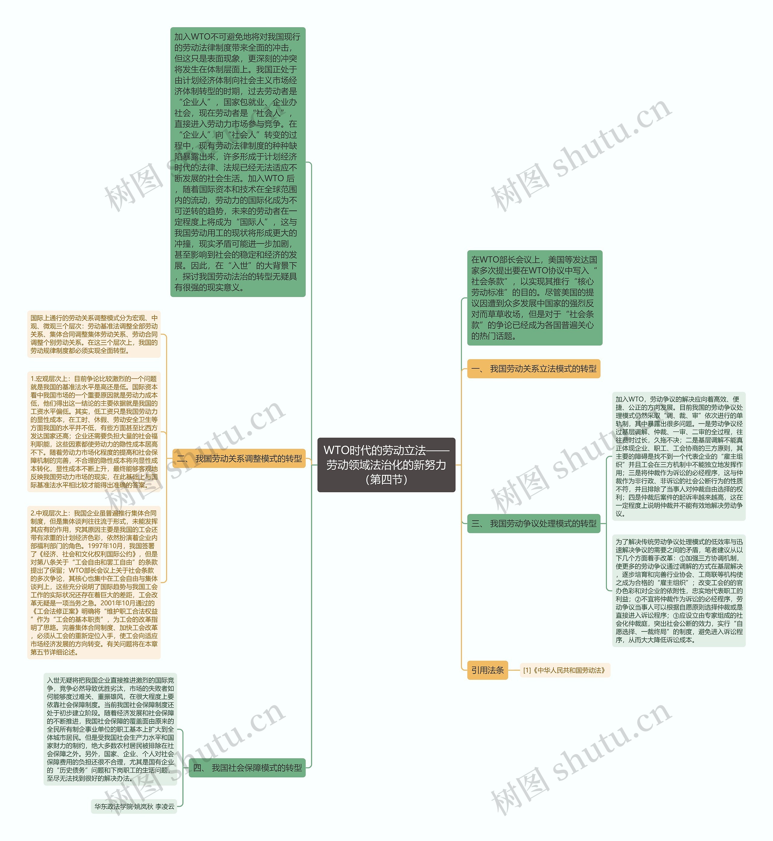 WTO时代的劳动立法——劳动领域法治化的新努力（第四节）思维导图