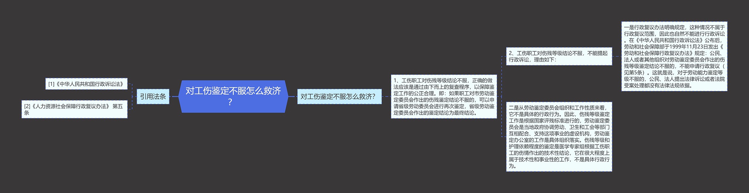 对工伤鉴定不服怎么救济？ 思维导图