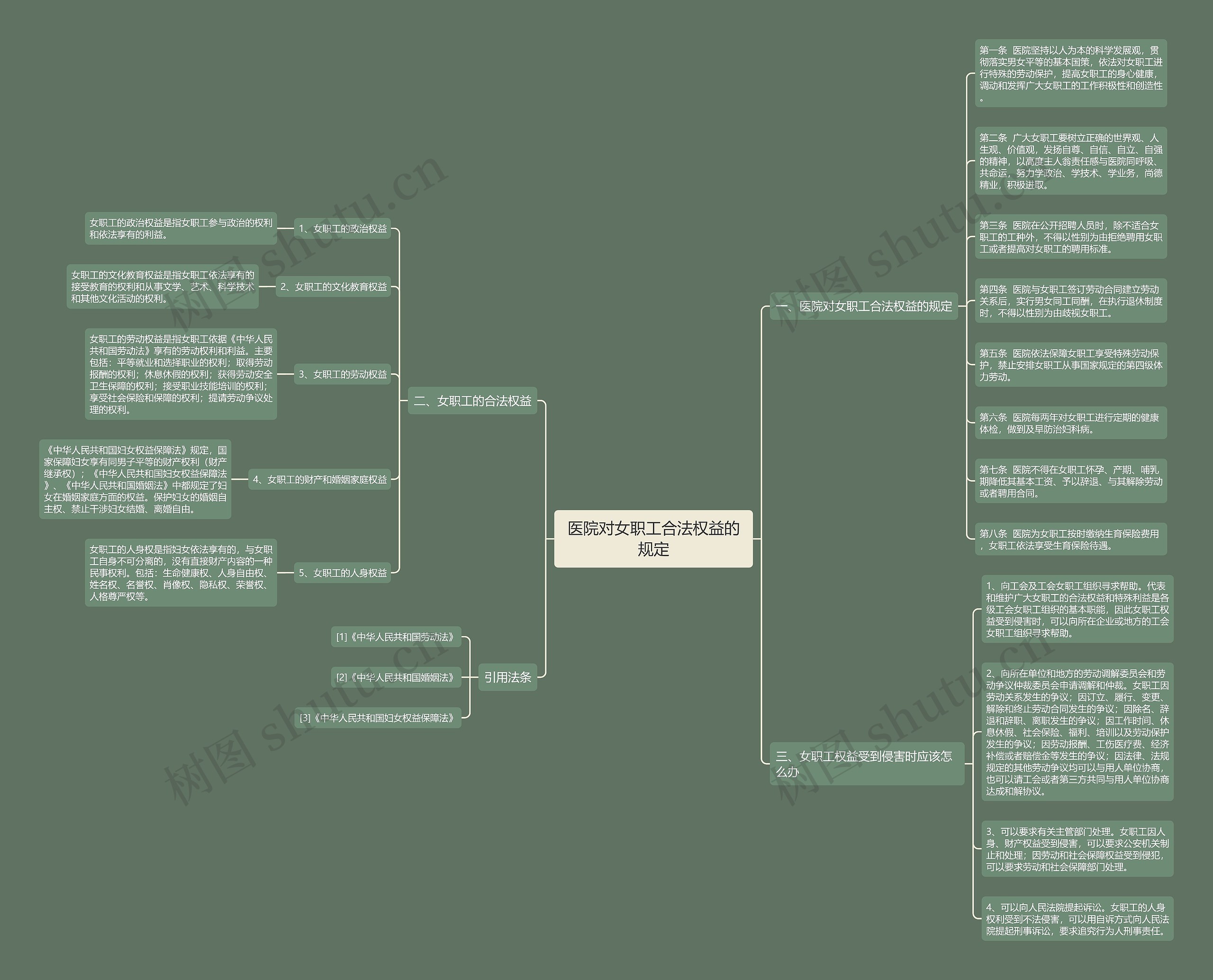 医院对女职工合法权益的规定思维导图
