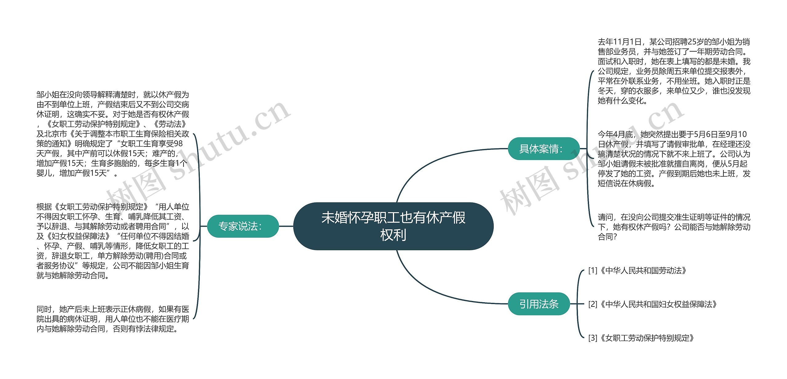 未婚怀孕职工也有休产假权利思维导图