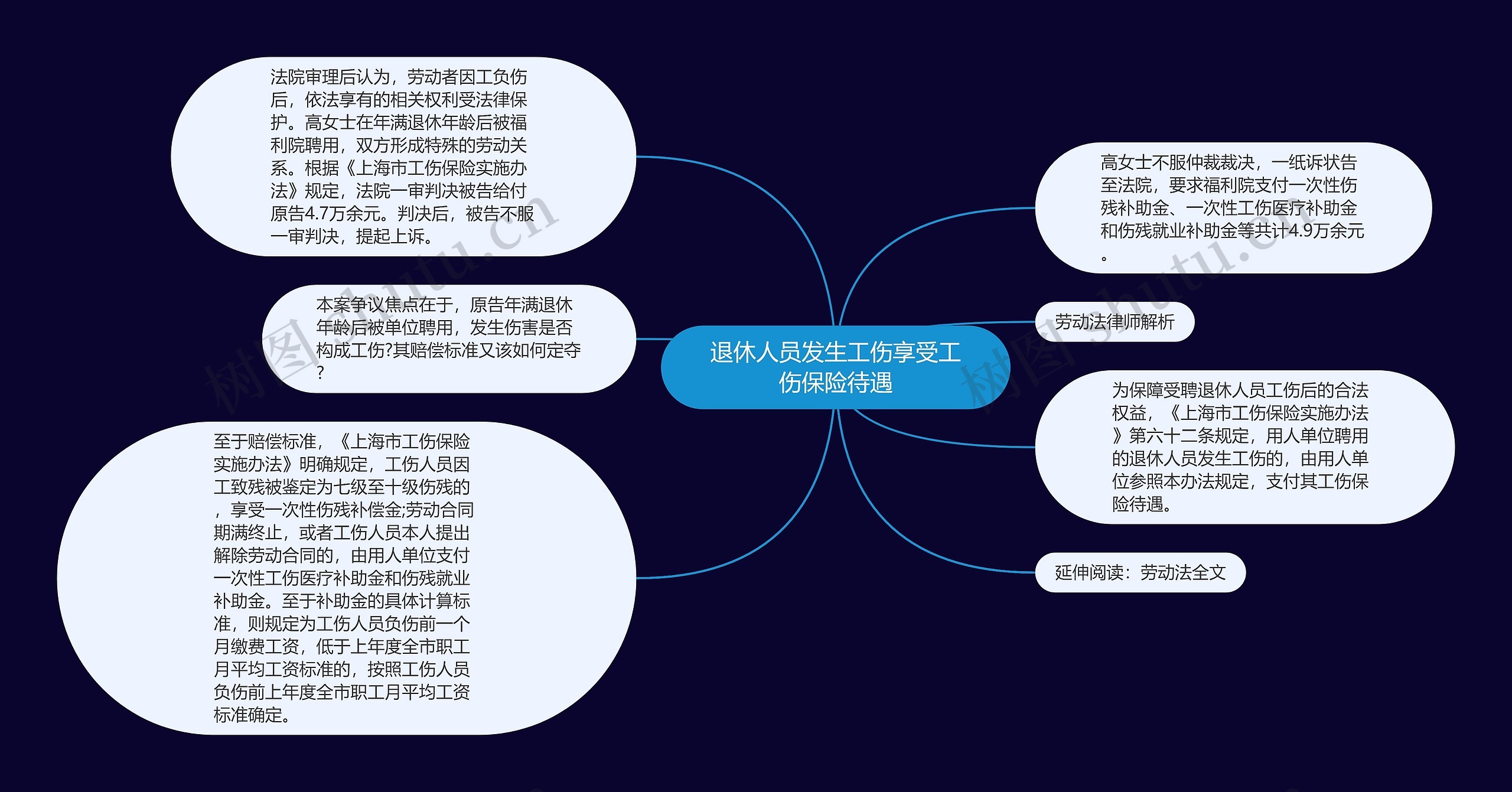 退休人员发生工伤享受工伤保险待遇思维导图