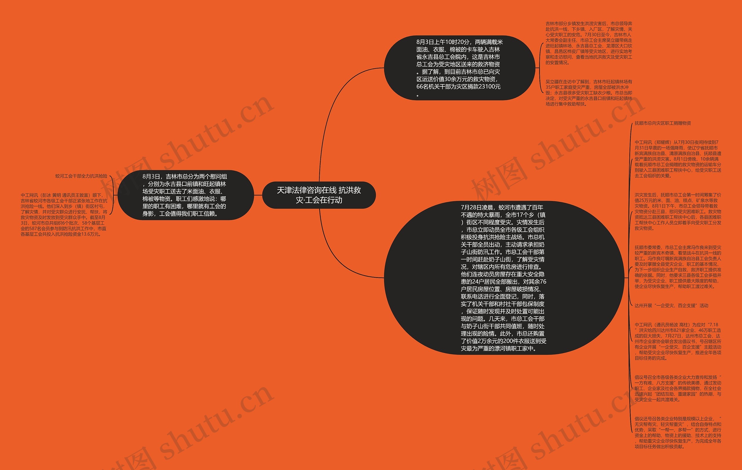 天津法律咨询在线 抗洪救灾·工会在行动思维导图