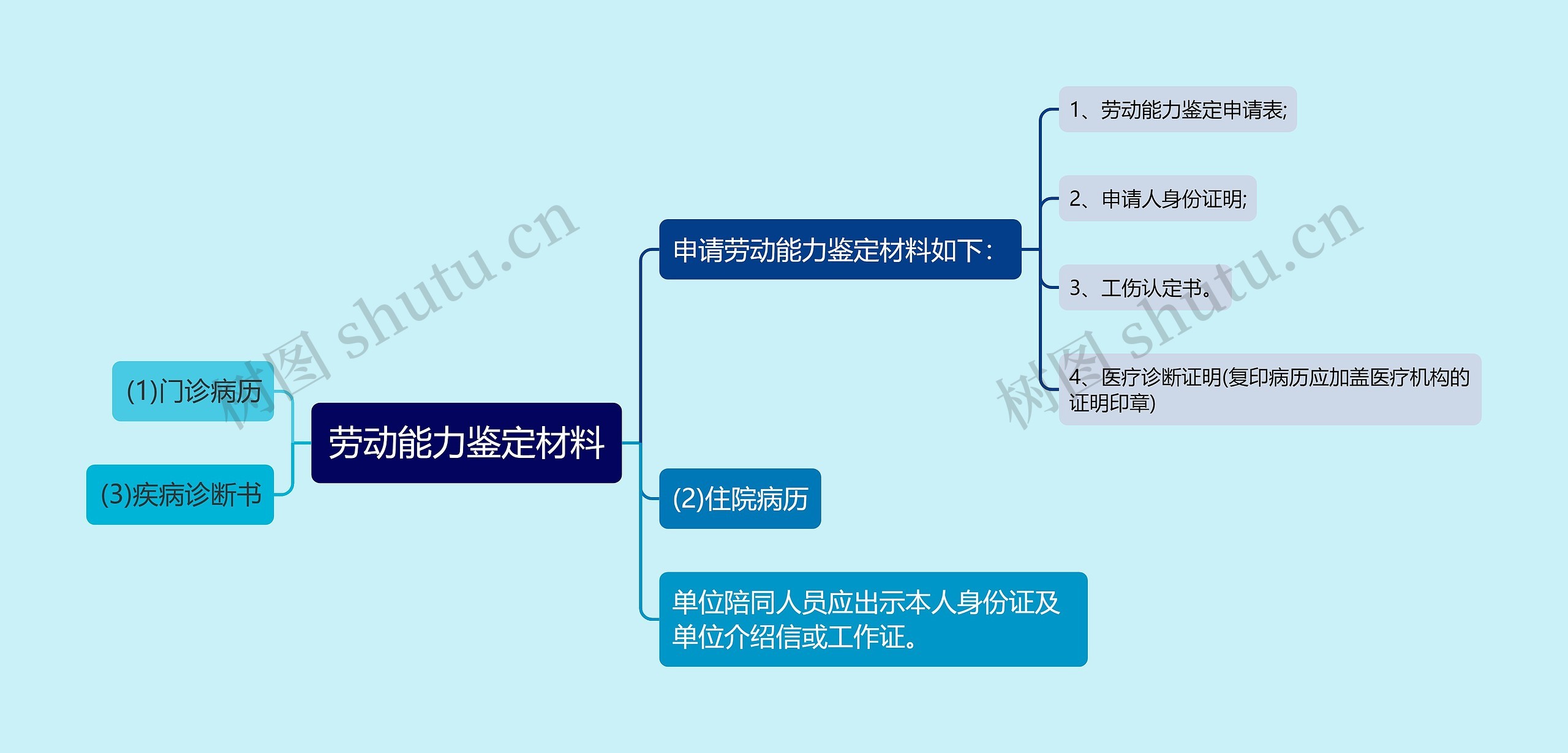 劳动能力鉴定材料思维导图