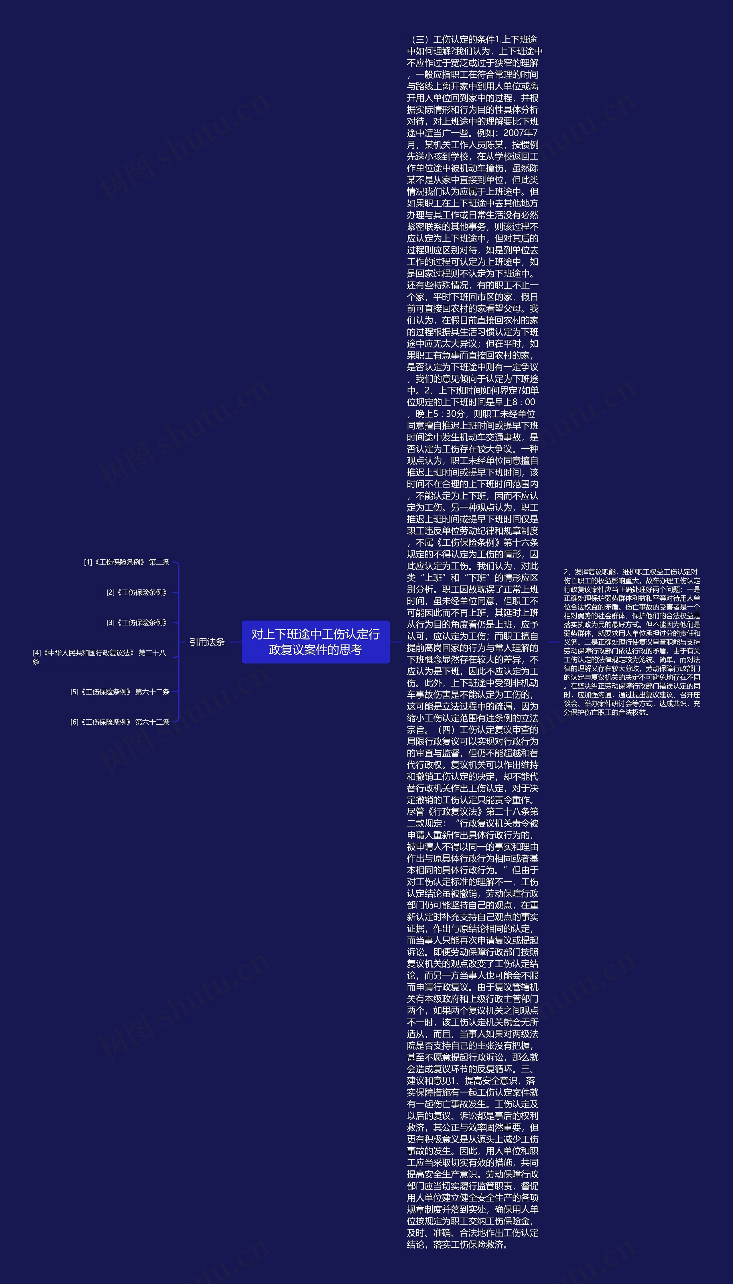 对上下班途中工伤认定行政复议案件的思考思维导图