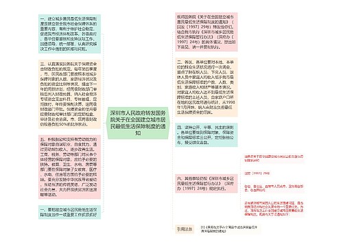 深圳市人民政府转发国务院关于在全国建立城市居民最低生活保障制度的通知