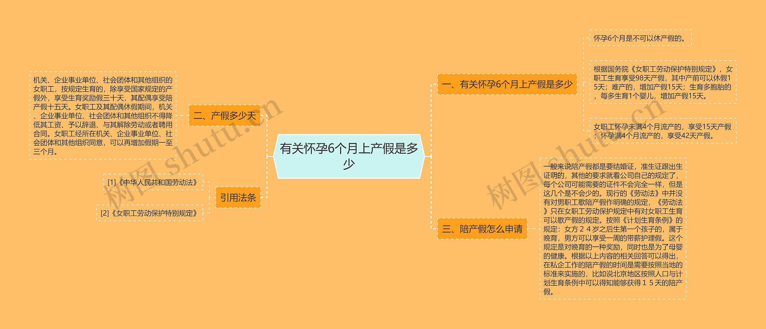 有关怀孕6个月上产假是多少思维导图