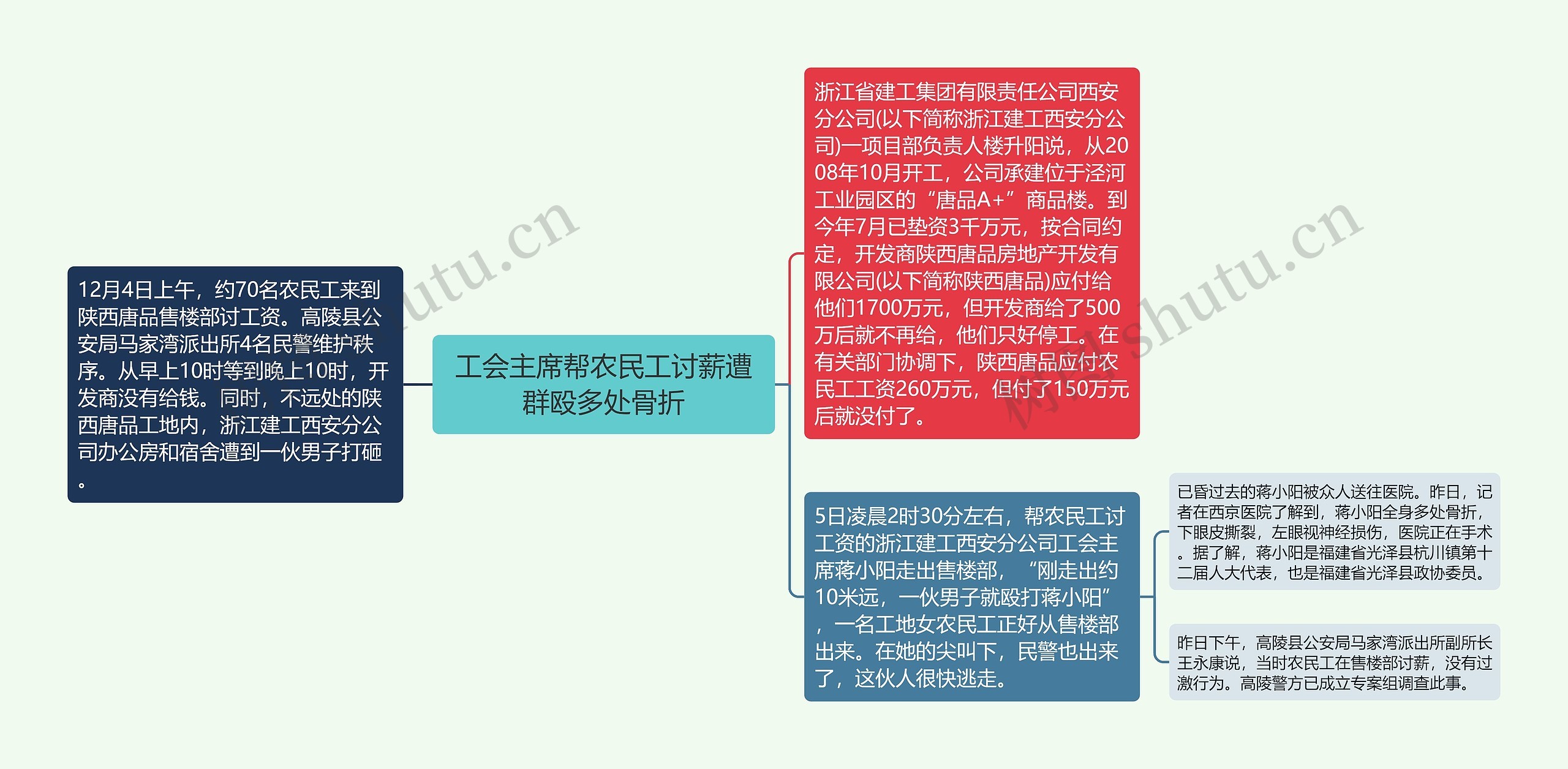 工会主席帮农民工讨薪遭群殴多处骨折思维导图