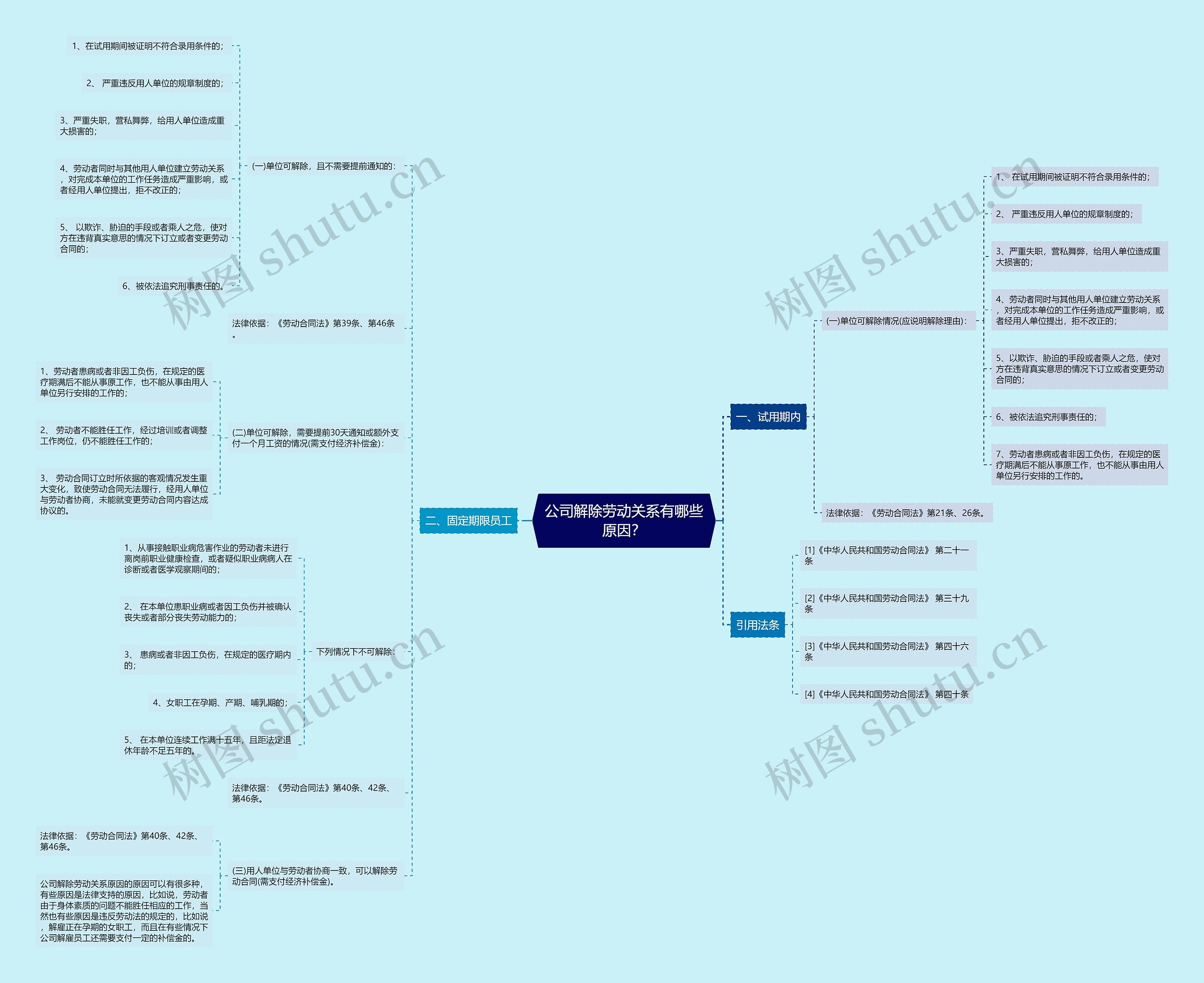 公司解除劳动关系有哪些原因？思维导图