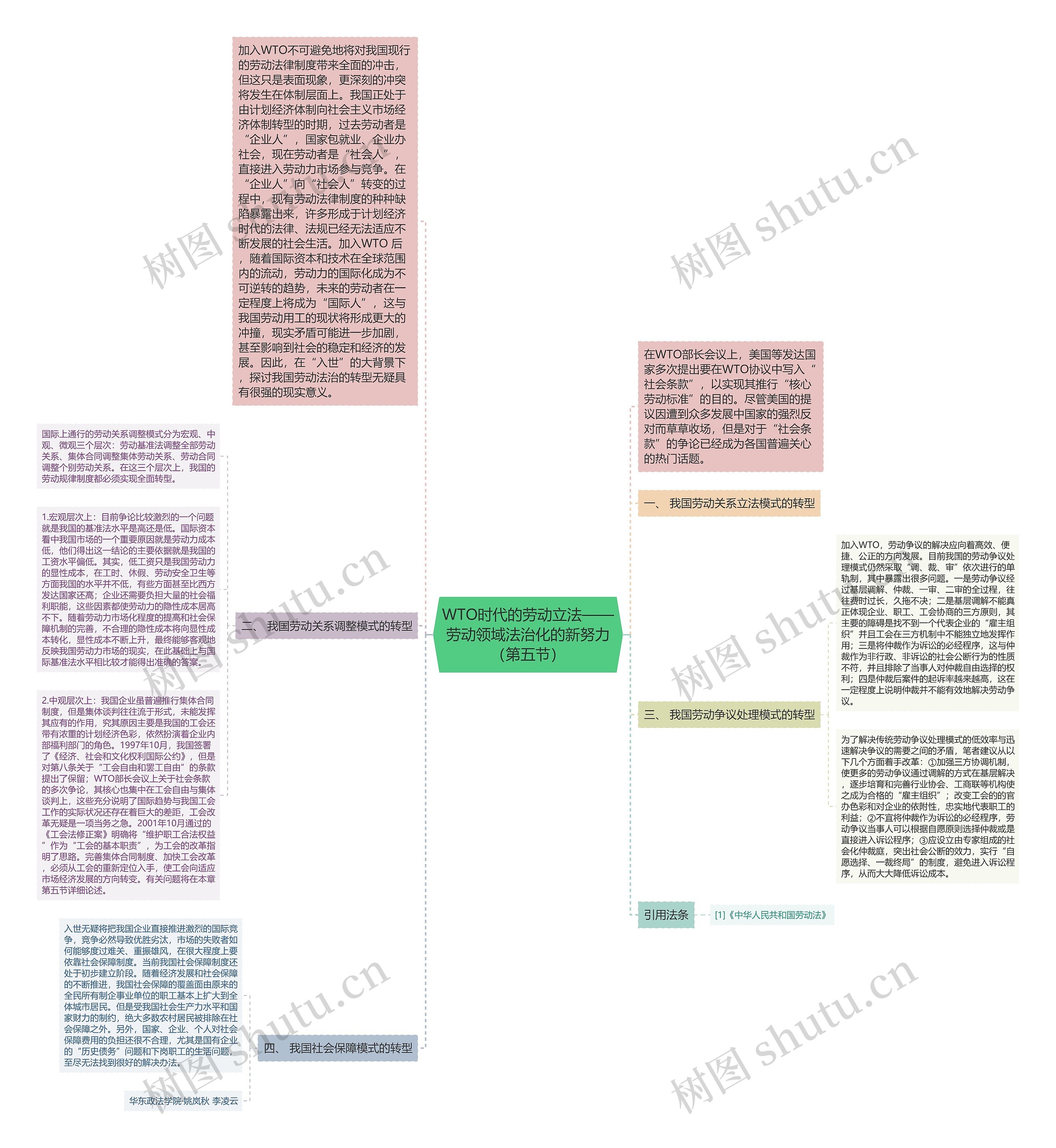 WTO时代的劳动立法——劳动领域法治化的新努力（第五节）思维导图