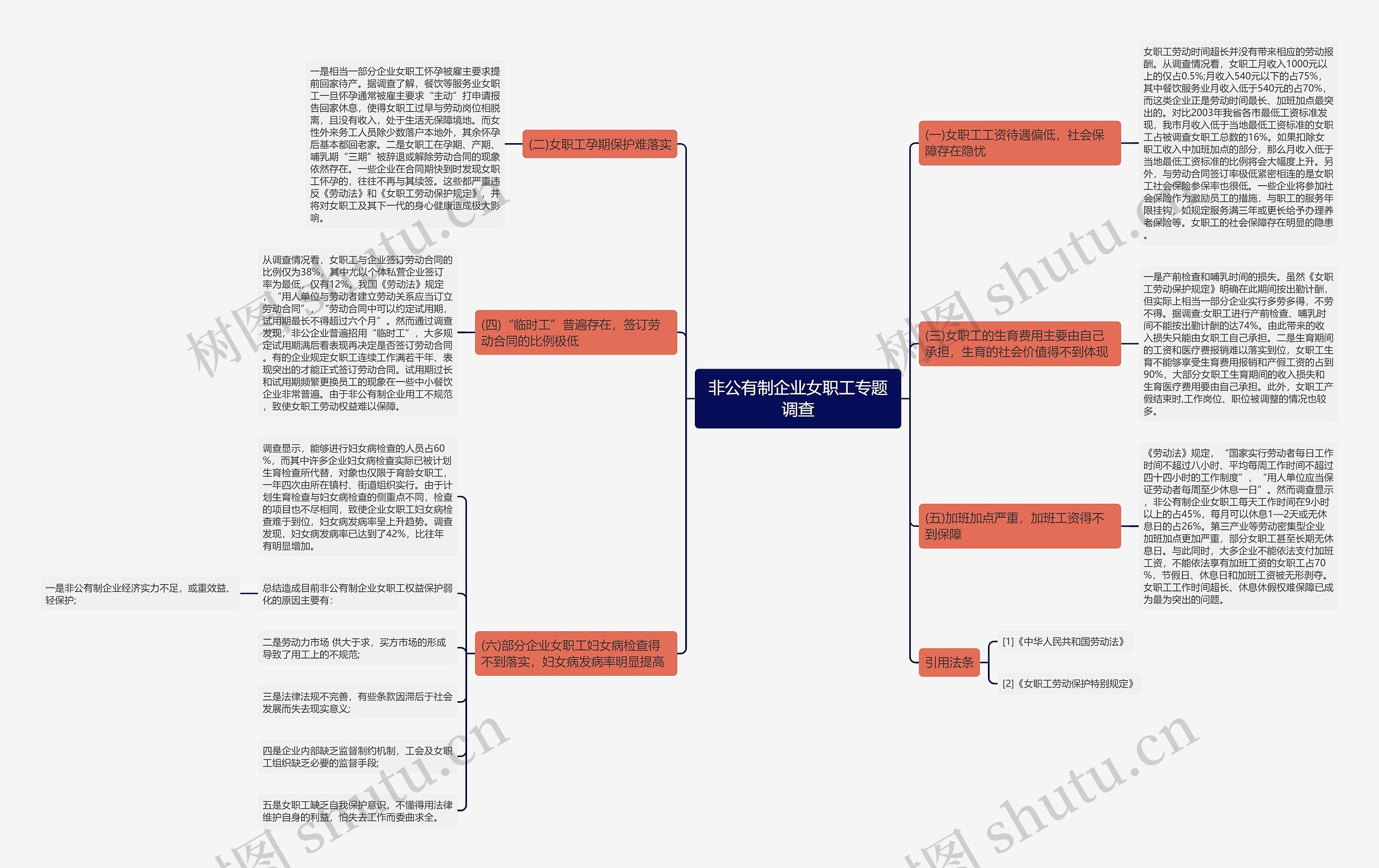 非公有制企业女职工专题调查思维导图