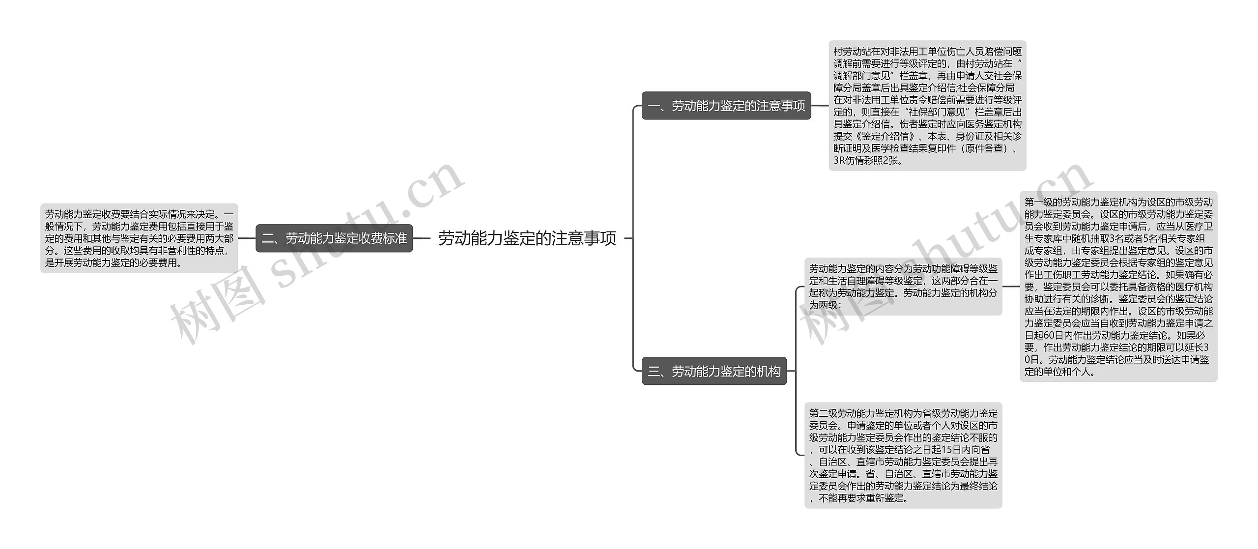 劳动能力鉴定的注意事项思维导图