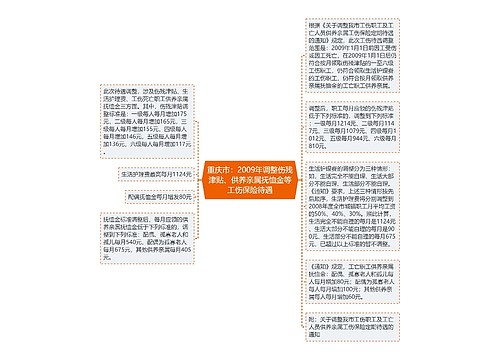 重庆市：2009年调整伤残津贴、供养亲属抚恤金等工伤保险待遇