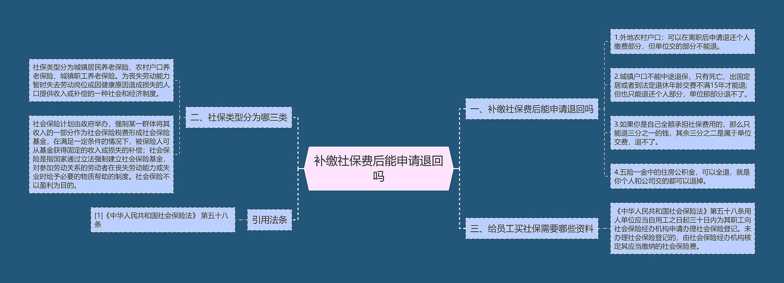 补缴社保费后能申请退回吗思维导图