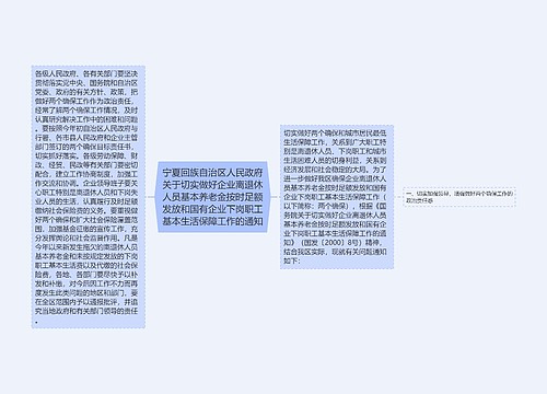 宁夏回族自治区人民政府关于切实做好企业离退休人员基本养老金按时足额发放和国有企业下岗职工基本生活保障工作的通知