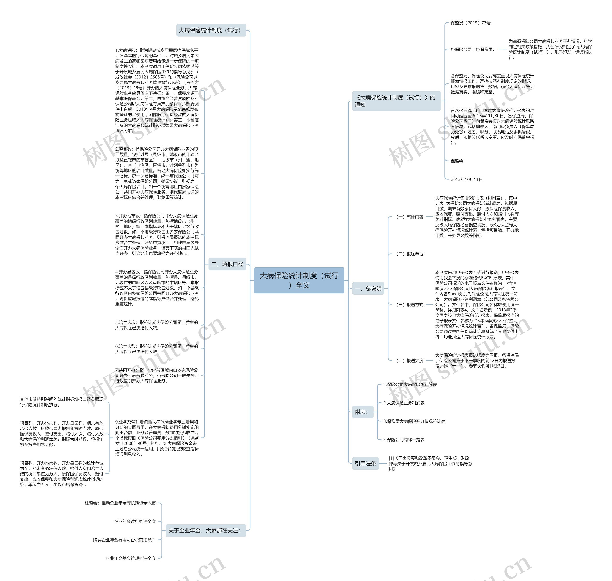大病保险统计制度（试行）全文思维导图