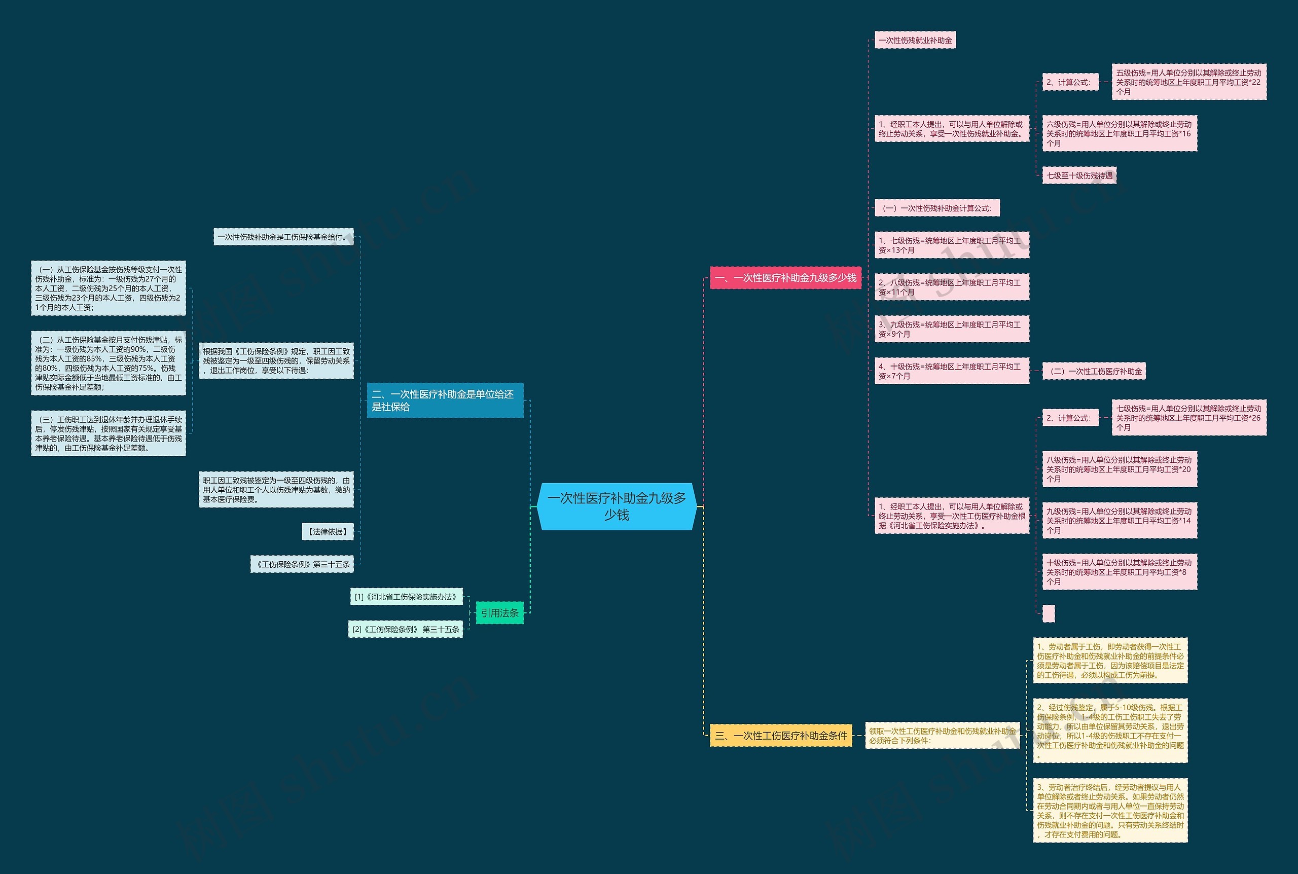 一次性医疗补助金九级多少钱思维导图