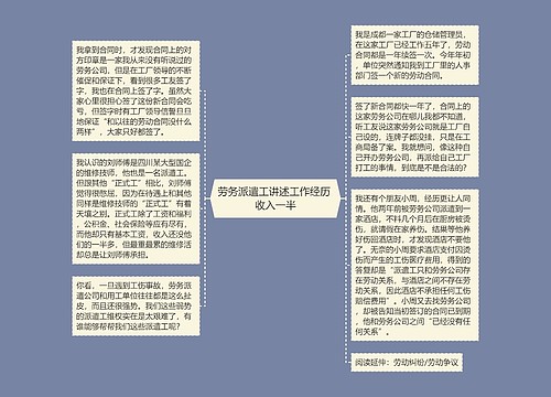 劳务派遣工讲述工作经历 收入一半