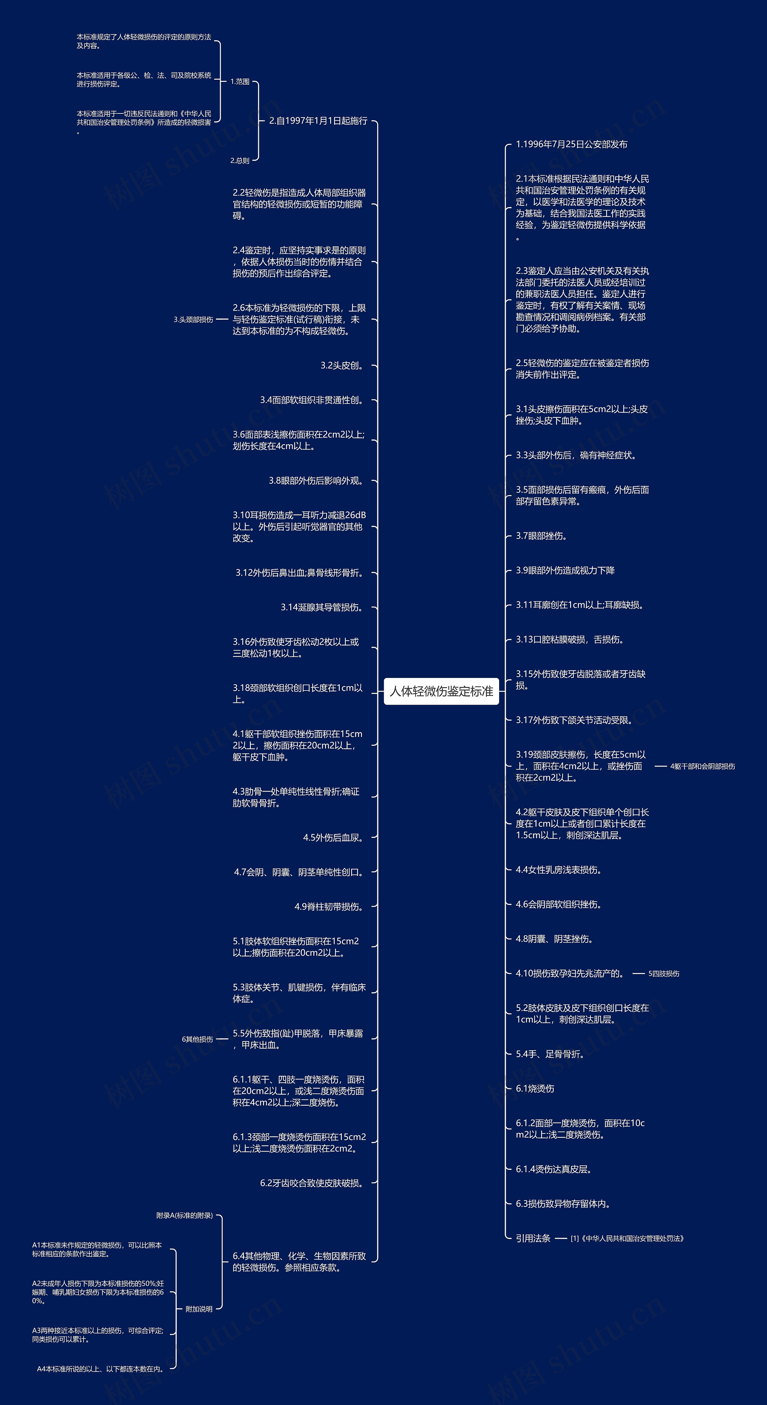 人体轻微伤鉴定标准思维导图