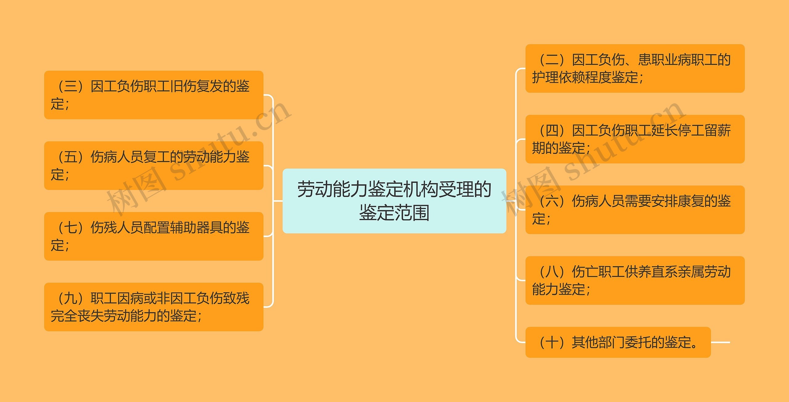 劳动能力鉴定机构受理的鉴定范围思维导图