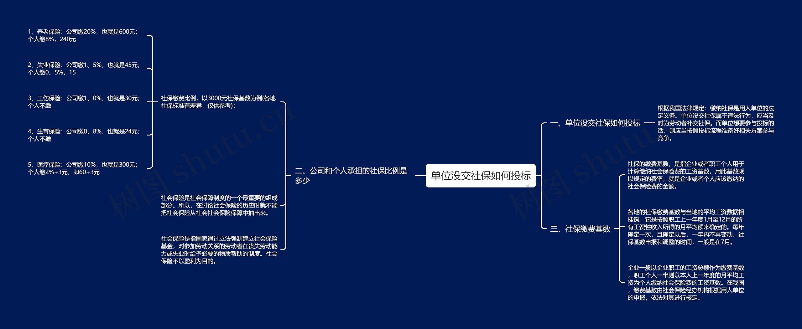 单位没交社保如何投标思维导图