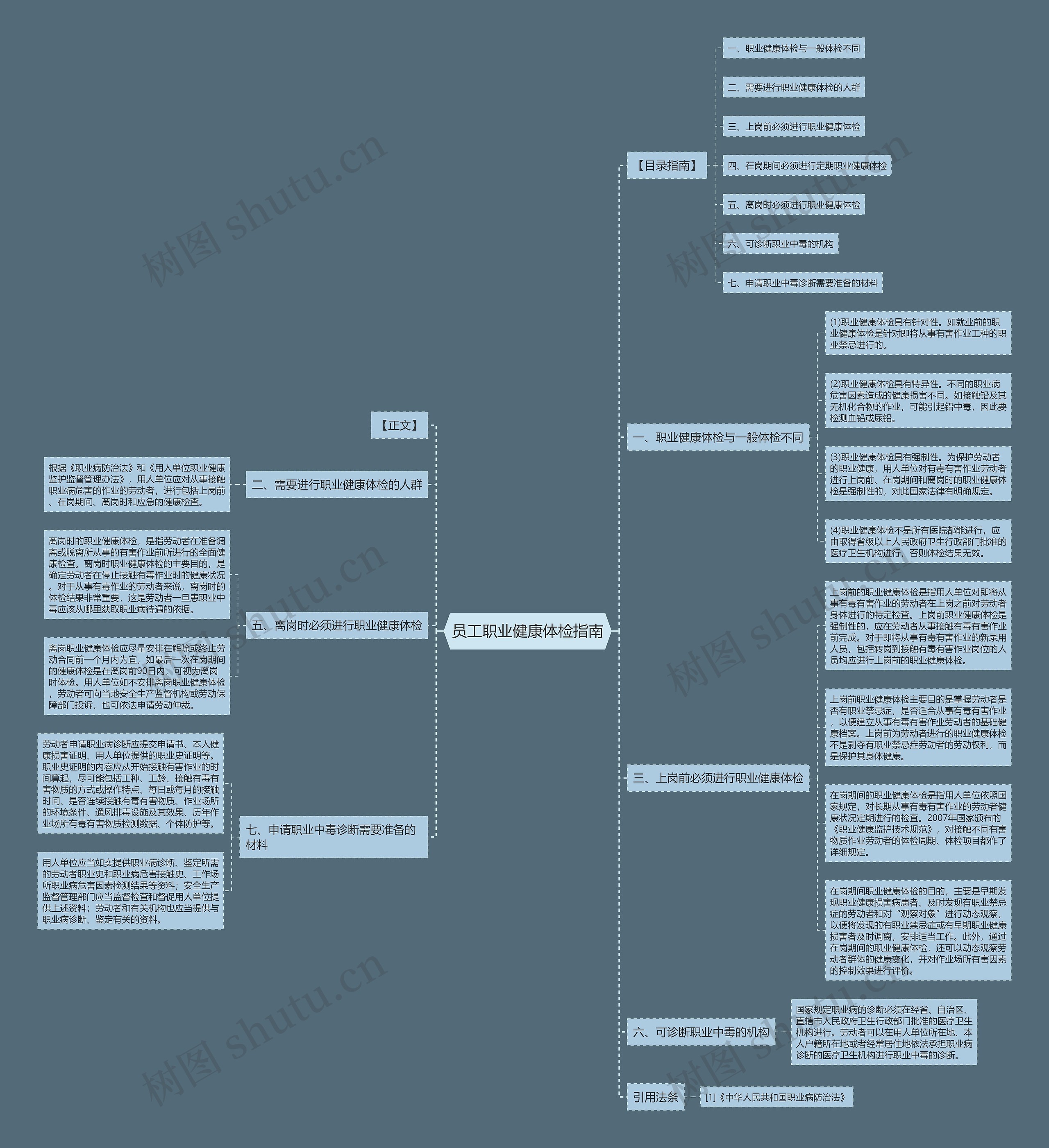 员工职业健康体检指南思维导图
